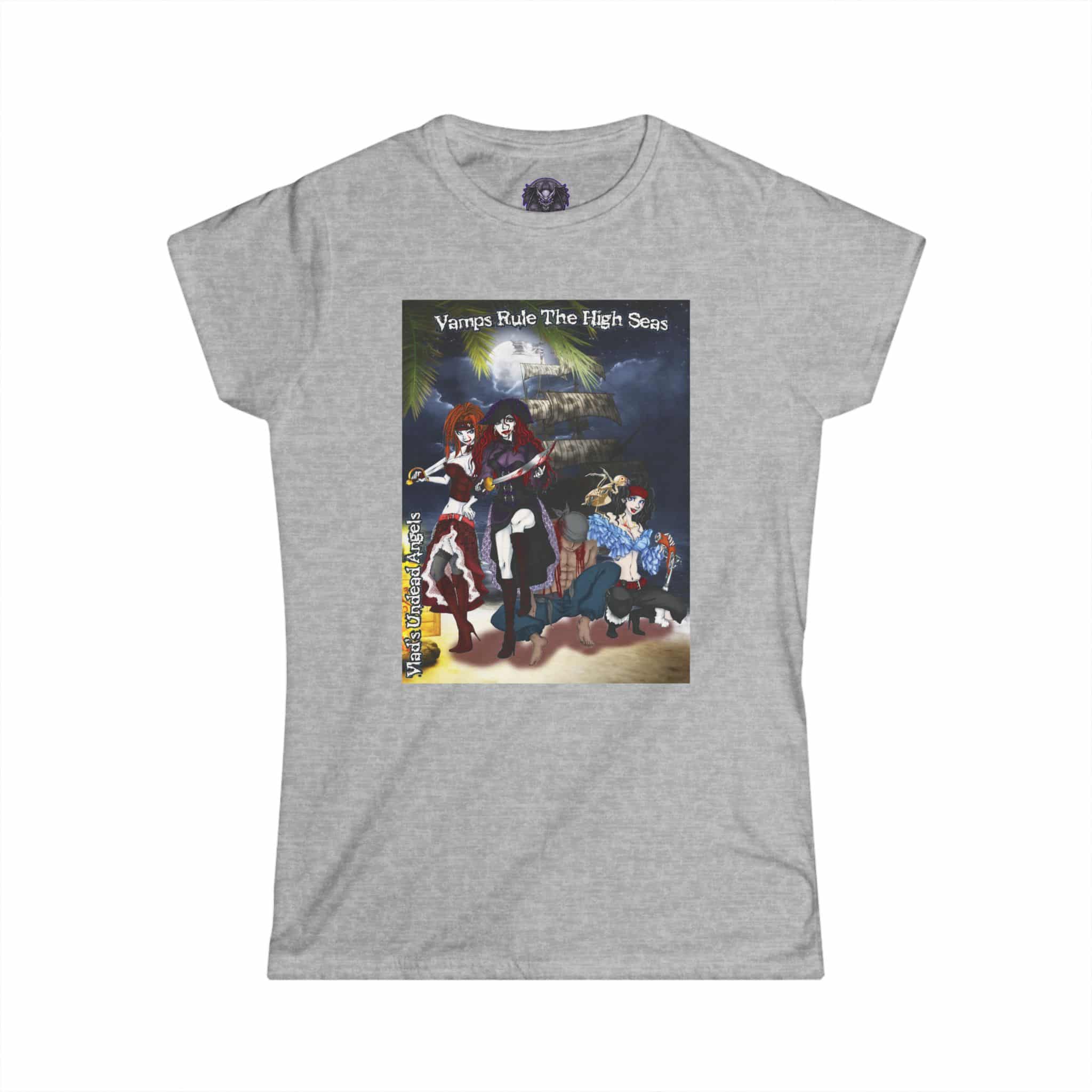 Undead Angel Vampire Pirate Trio - Classic Art w/Text Re-Issue Women's Softstyle Tee - Image 13