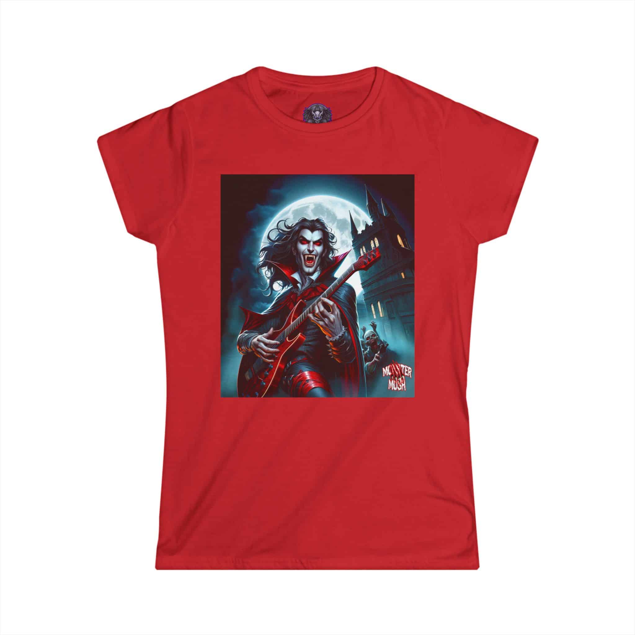 Monster Mosh 2024 Tour Drac on Guitar MM-D001 Women's Softstyle Tee - Image 40