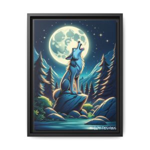 Howling Wolf Toon Style WD-D012 By Wyldesigns Matte Canvas, Black Frame