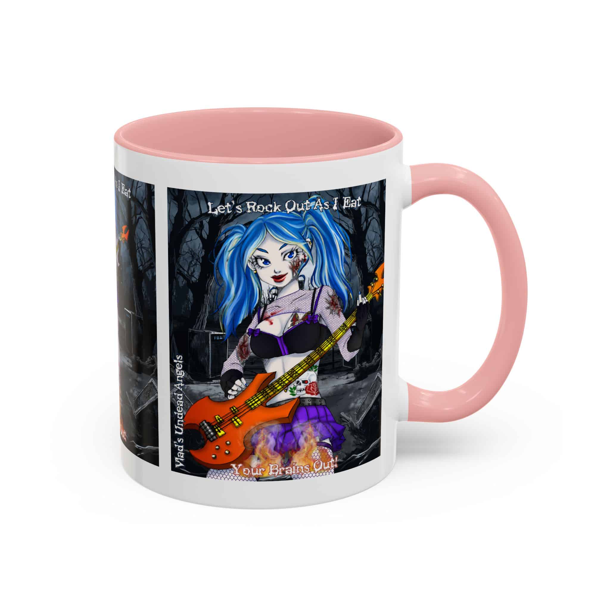Ashley Undead Angel Zombie Bass Guitarist – Classic Art V2 w/Text Accent Coffee Mug (11, 15oz) - Image 14