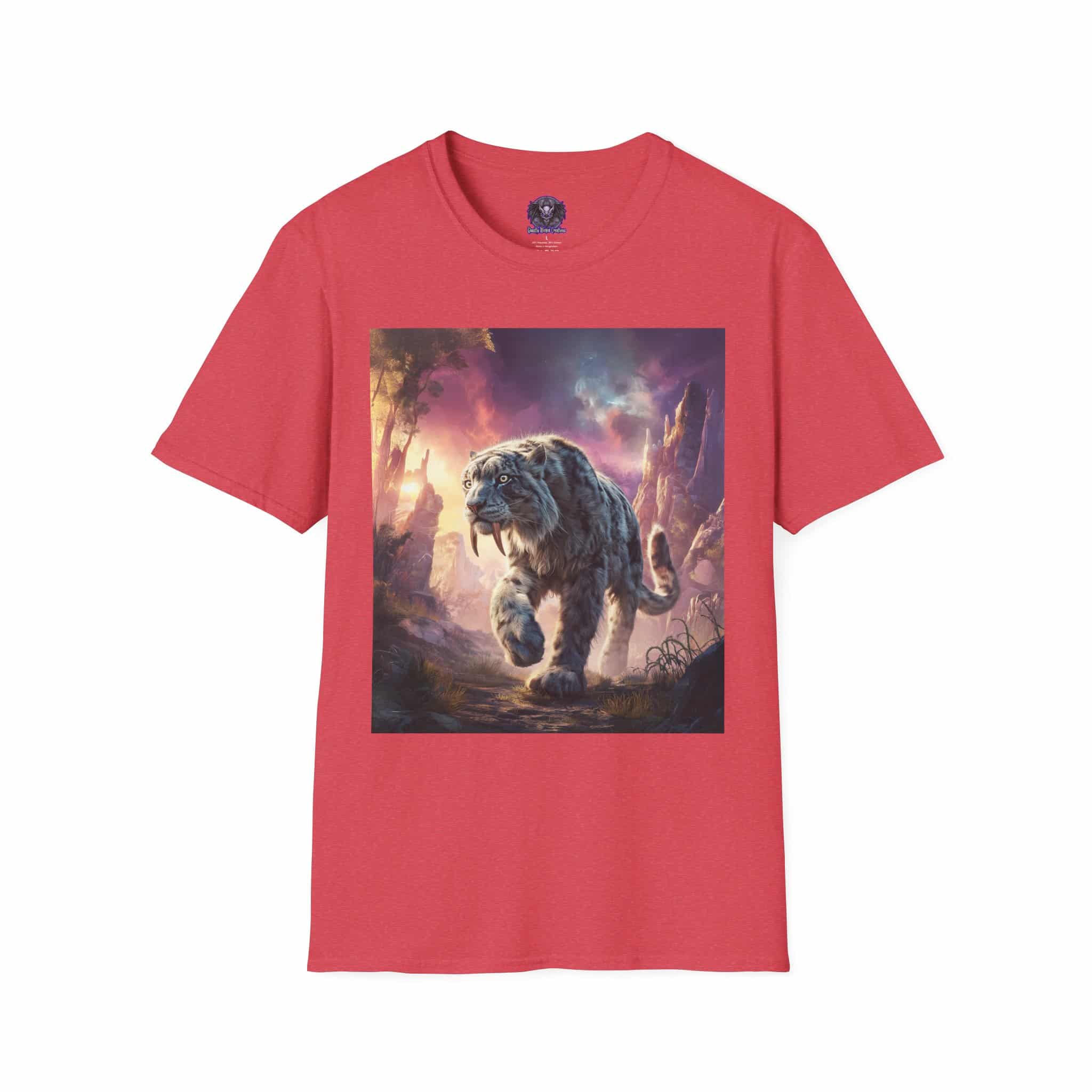 Prehistoric Smilodon aka Sabre-Tooth Tiger II Unisex T-Shirt, Graphic Tee, Unique Gift, Casual Wear - Image 49