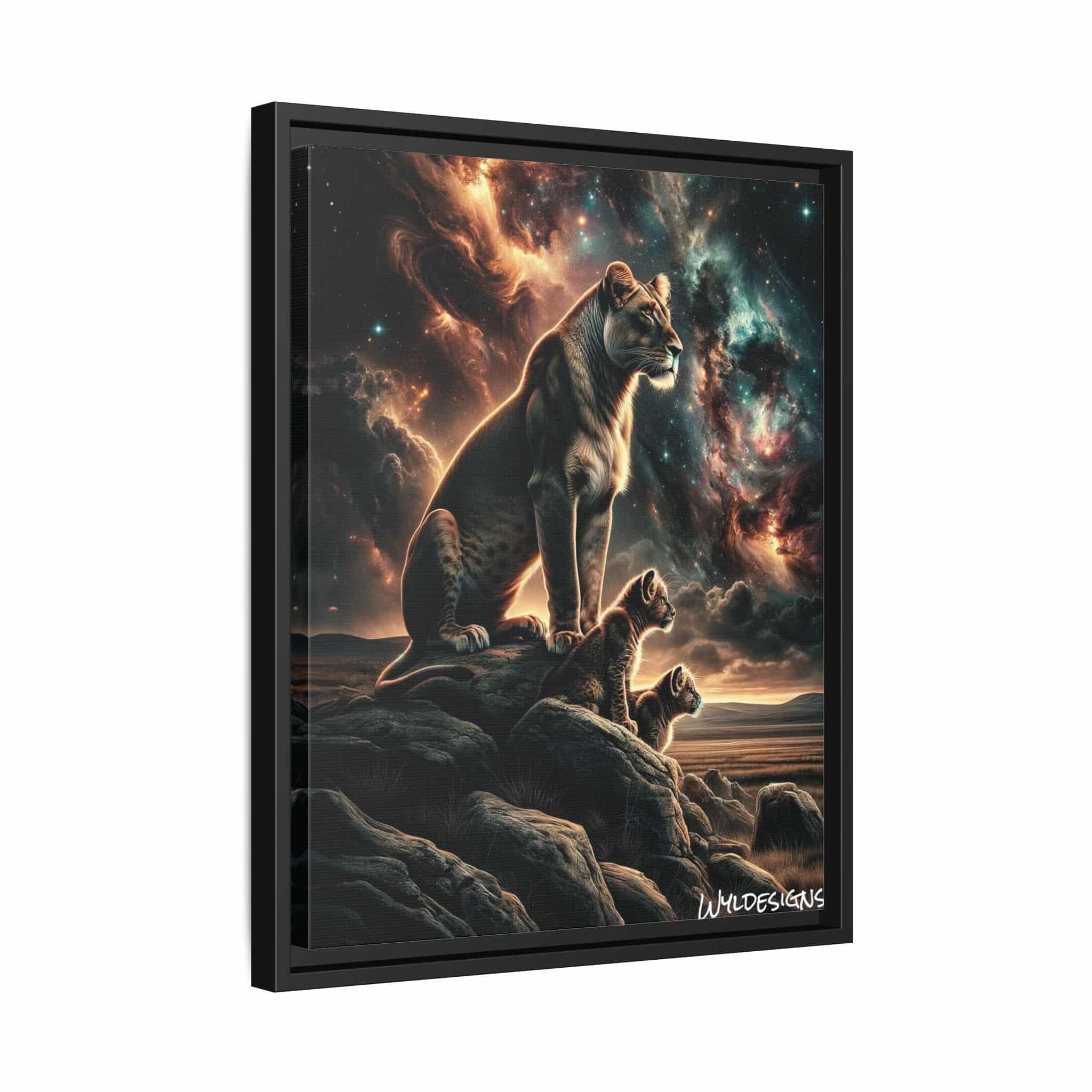 Lioness & Cubs WD-D010 By Wyldesigns Matte Canvas, Black Frame - Image 5