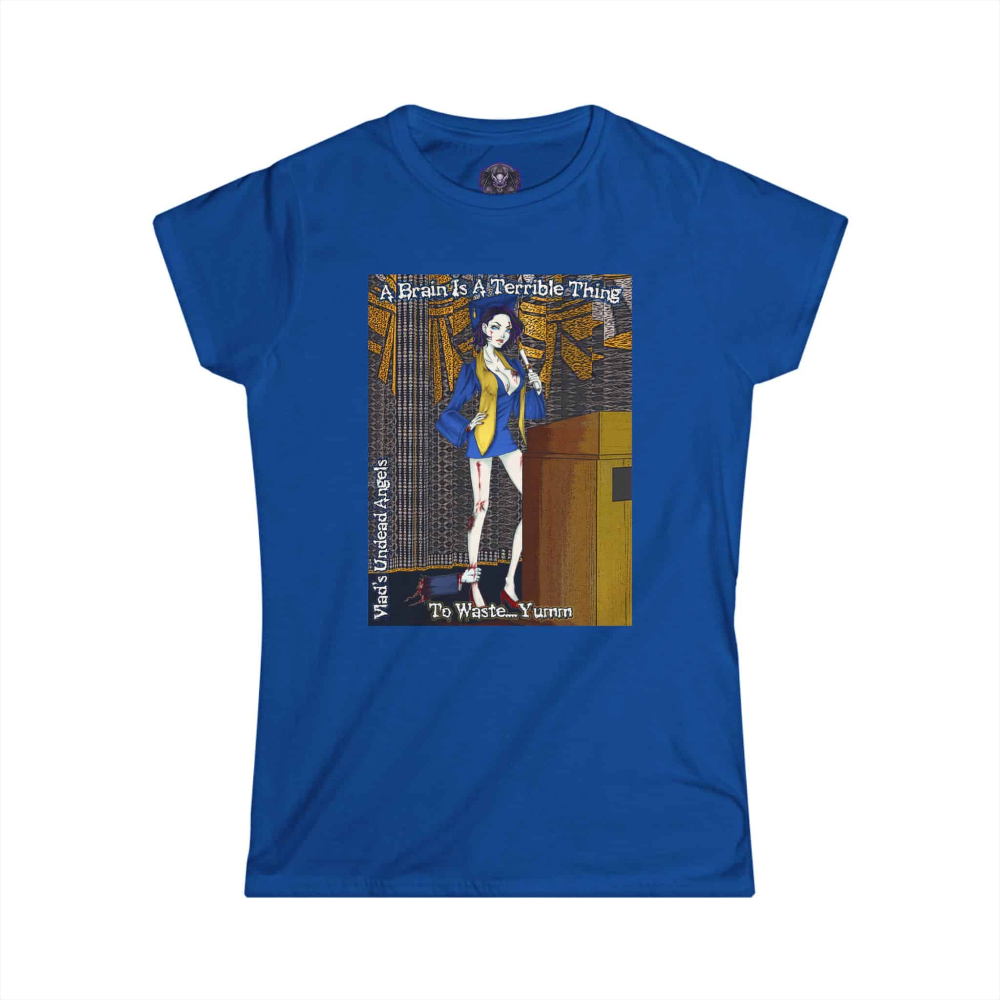 Tiffany Undead Angel Zombie Graduate - Classic Art w/Text F1 Re-Issue Women's Softstyle Tee - Image 7
