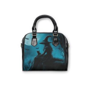 Witch With Black Cat By Moonlight #MJ-W003 Shoulder Handbag