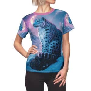 Snow Leopard Women's Tee by Wyldesigns - Wildlife Graphic T-Shirt #WD-M017 (AOP)