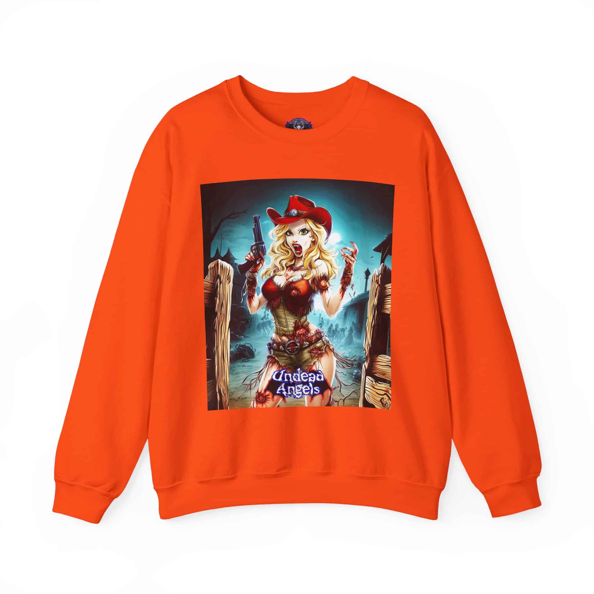 Undead Angels Zombie Cowgirl Cassidy Classic Reborn Style II Unisex Heavy Blend™ Crewneck Sweatshirt - Image 7