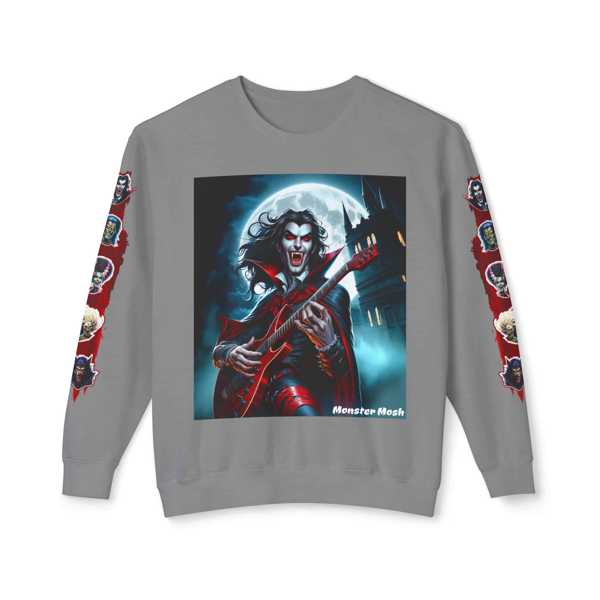 Monster Mosh 2024 Tour Drac on Guitar MM-D001 Deluxe Unisex Lightweight Crewneck Sweatshirt - Image 41