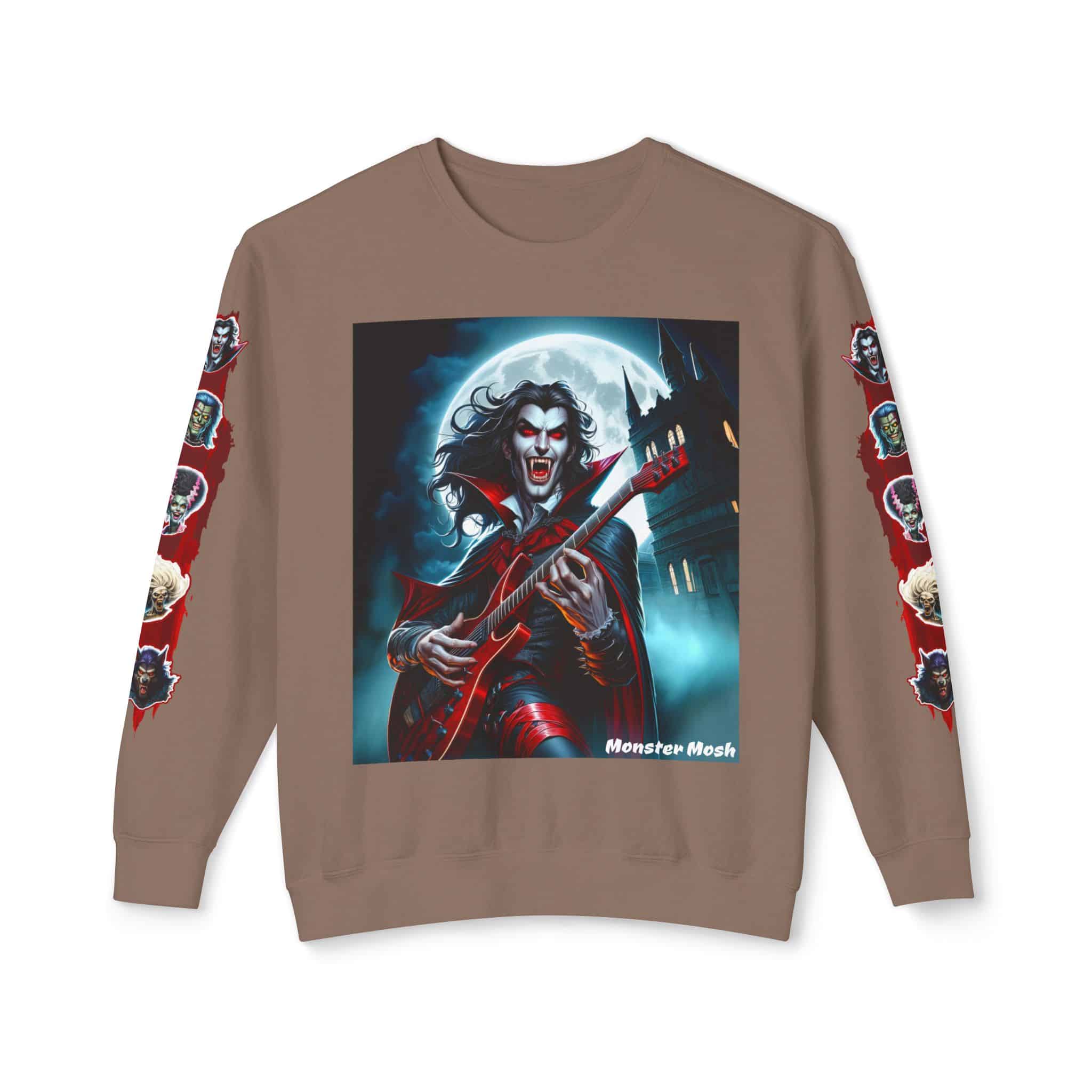 Monster Mosh 2024 Tour Drac on Guitar MM-D001 Deluxe Unisex Lightweight Crewneck Sweatshirt - Image 29