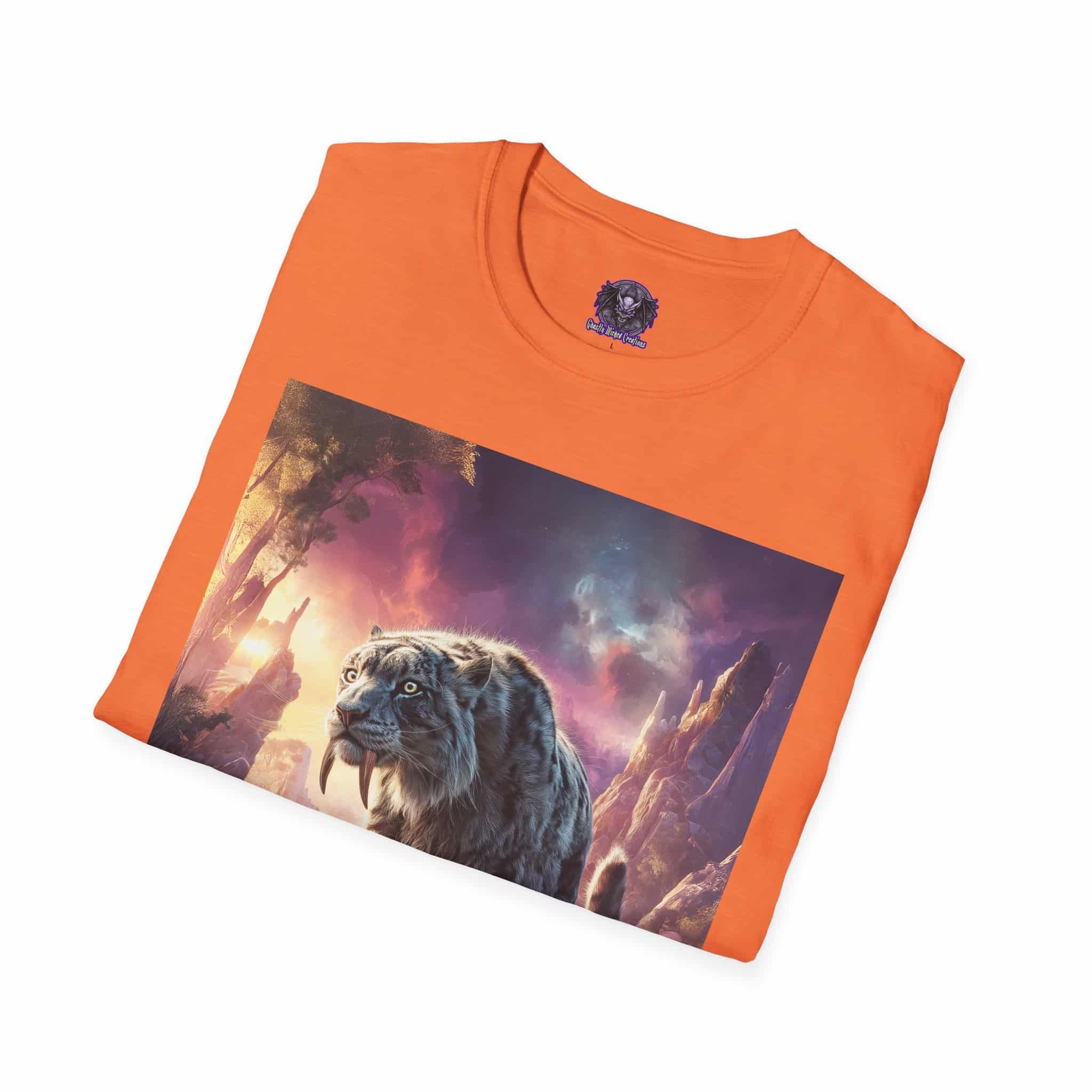 Prehistoric Smilodon aka Sabre-Tooth Tiger II Unisex T-Shirt, Graphic Tee, Unique Gift, Casual Wear - Image 12