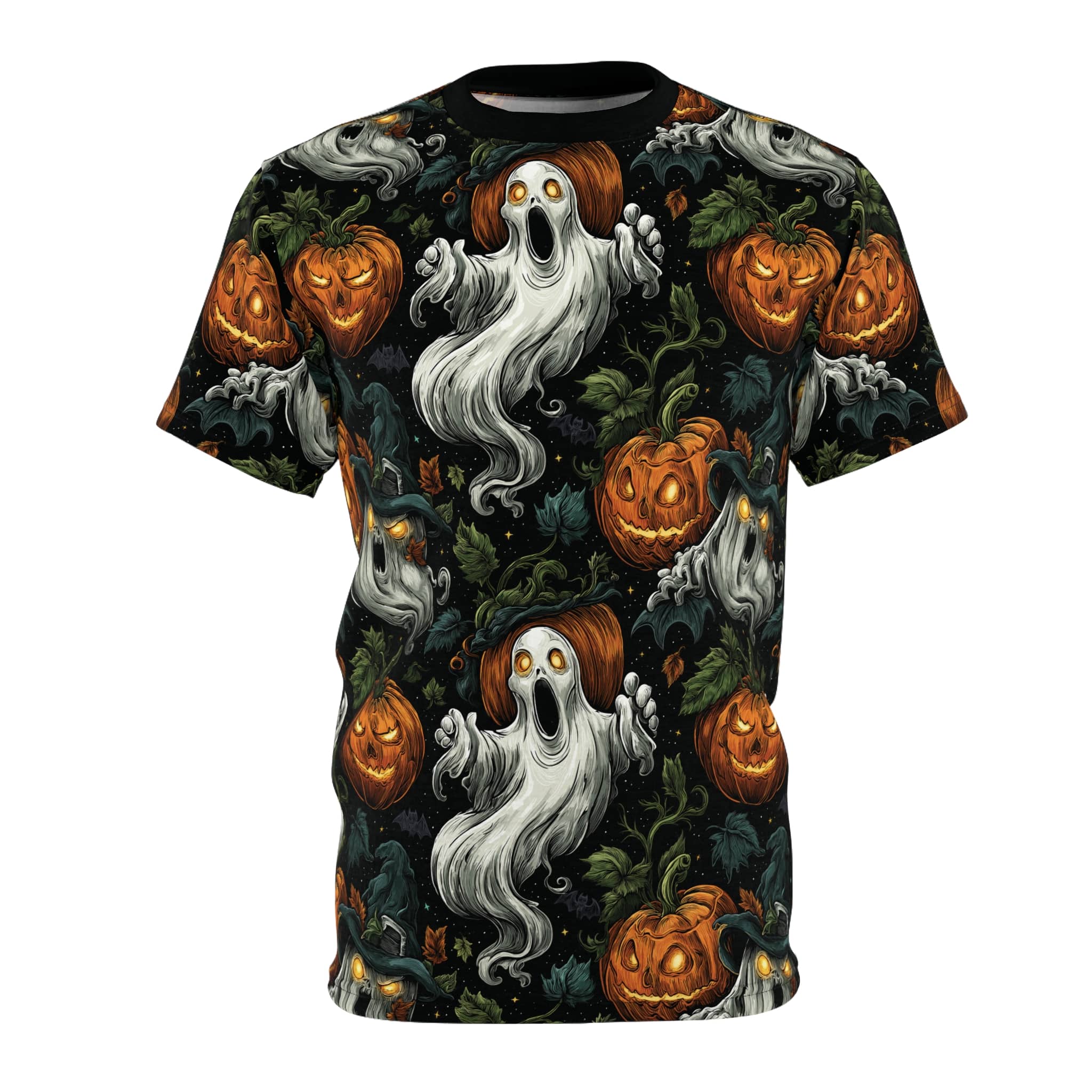Halloween Ghosts & Pumpkins Pattern 1 Unisex Cut & Sew Tee (AOP)