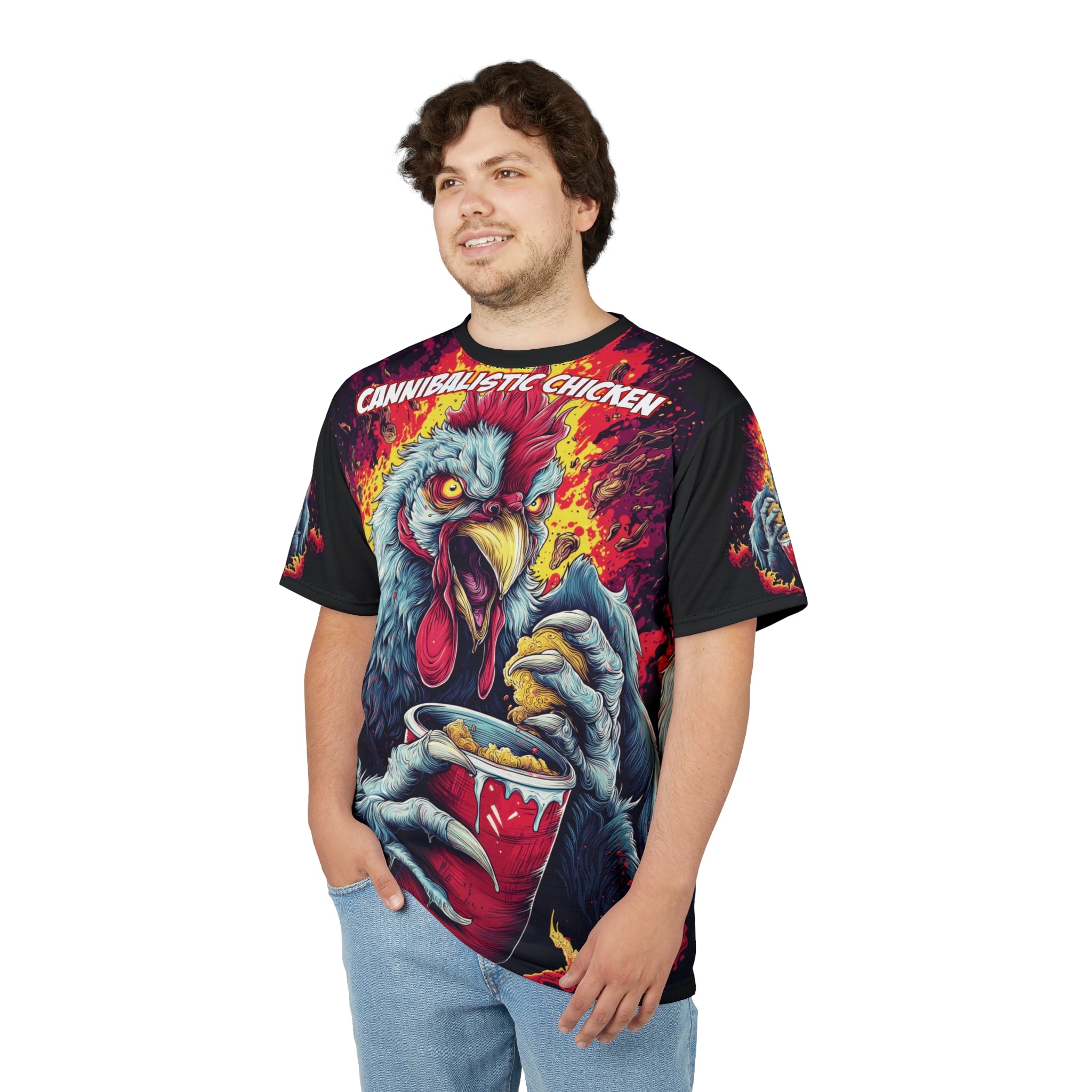 Cannibalistic Chicken Band Unisex Tee (AOP) - Image 10