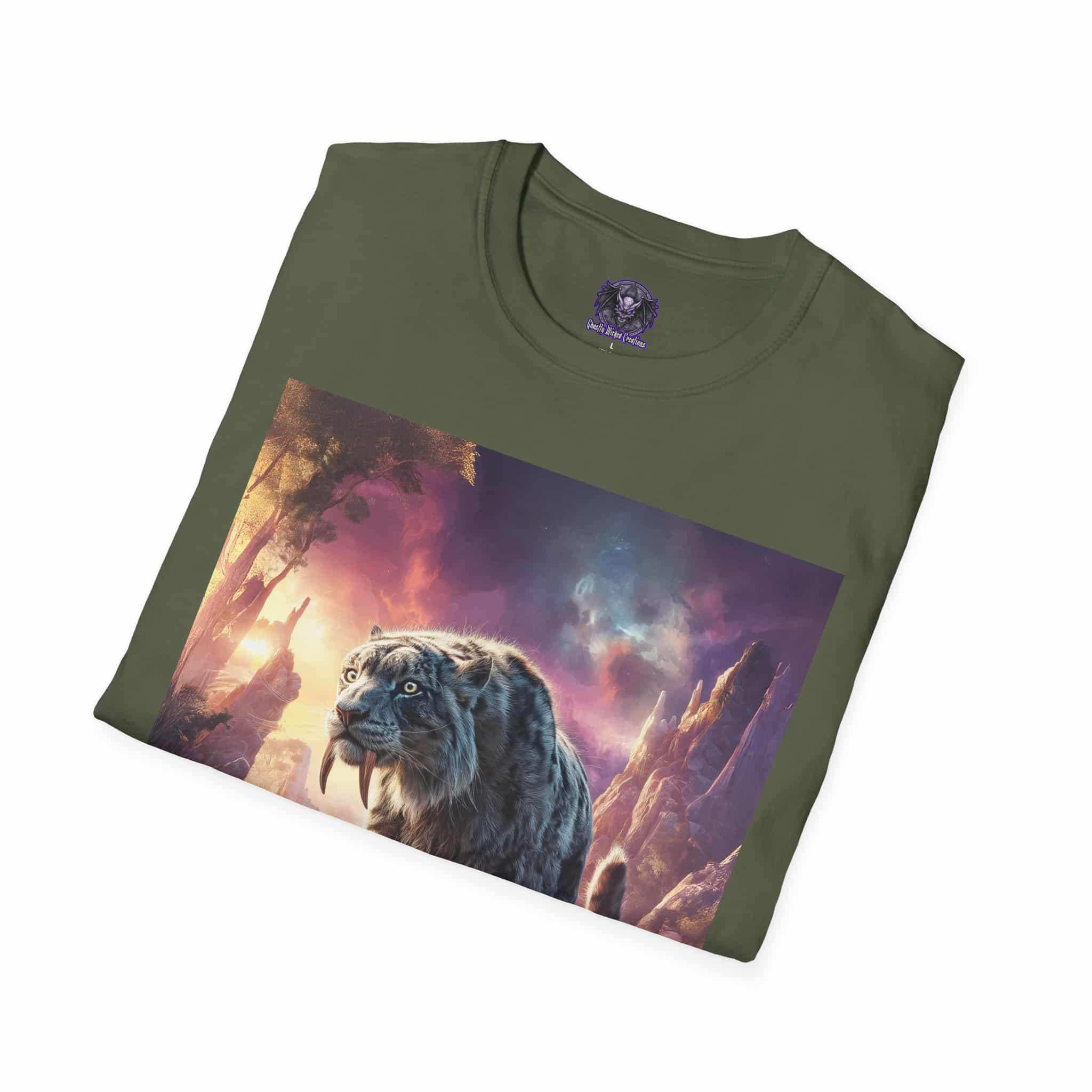 Prehistoric Smilodon aka Sabre-Tooth Tiger II Unisex T-Shirt, Graphic Tee, Unique Gift, Casual Wear - Image 28