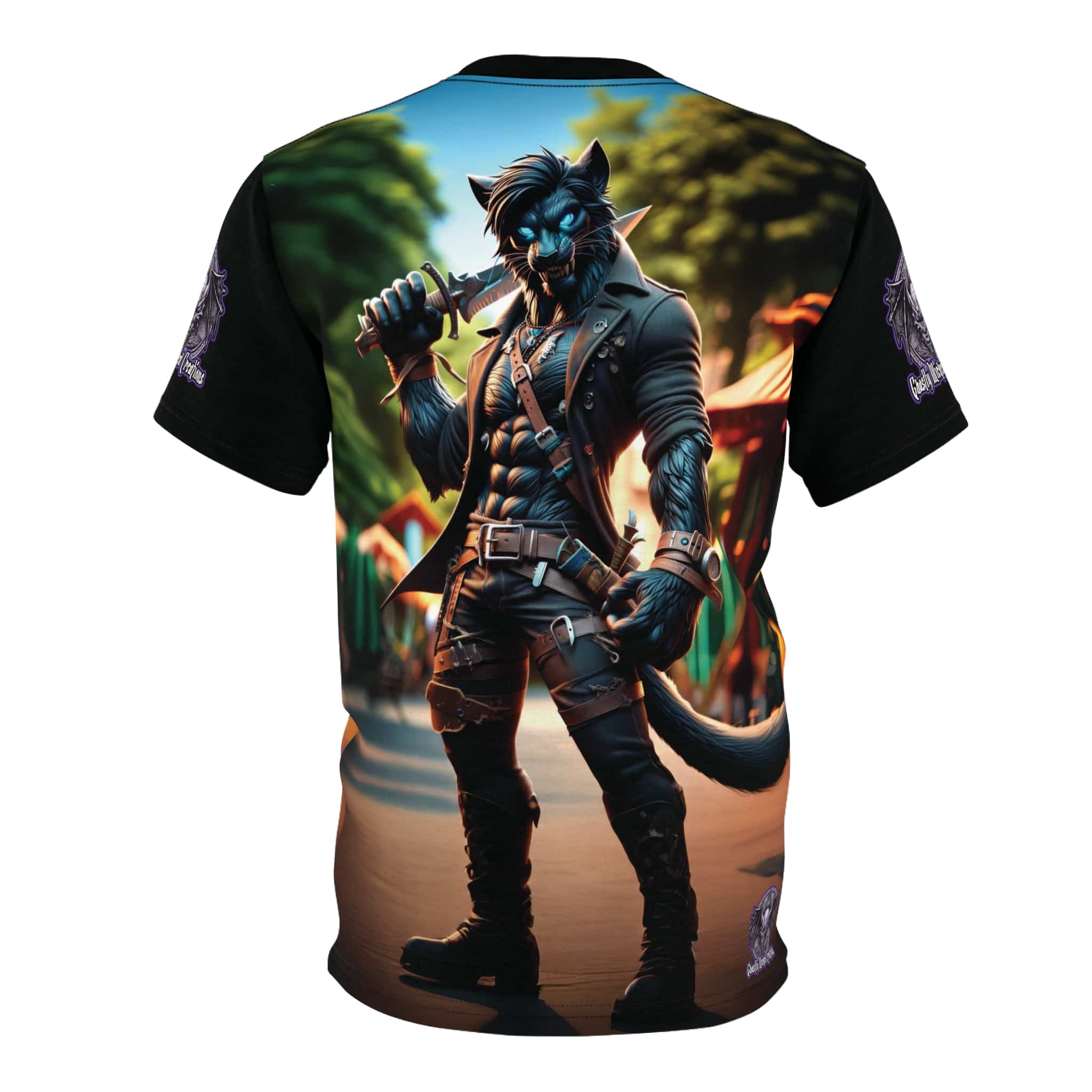Arm The Animal: Black Leopard Panther #AA-D-BP002 Unisex Cut & Sew Tee (AOP) - Image 2