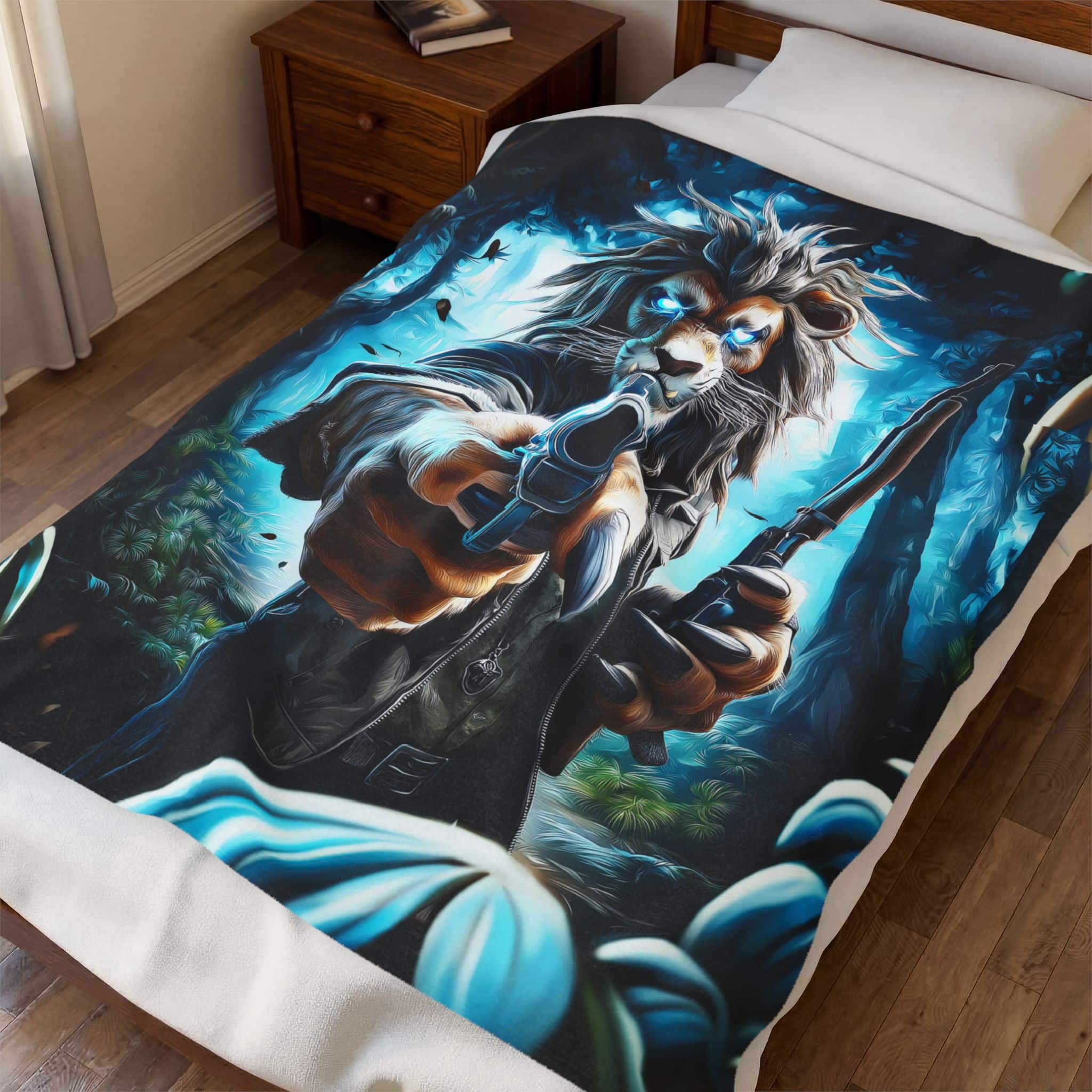 Arm The Animals: Hunter Lion #AA030 Plush Blanket, Cozy Throw for Fall Decor, - Image 3