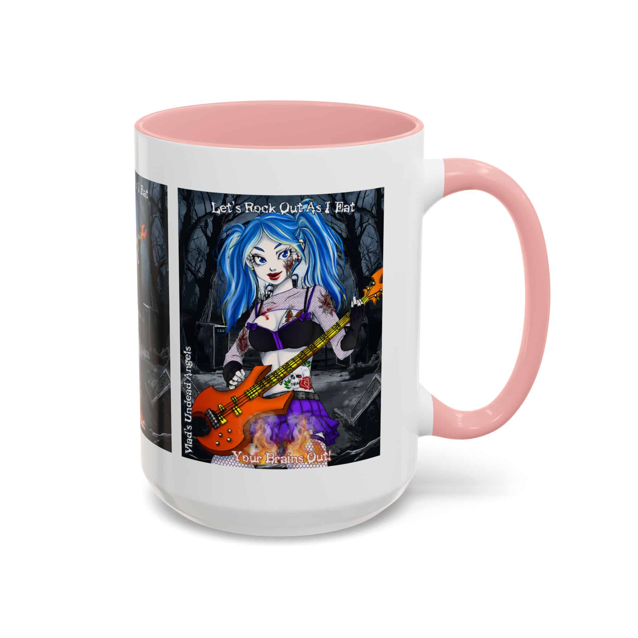 Ashley Undead Angel Zombie Bass Guitarist – Classic Art V2 w/Text Accent Coffee Mug (11, 15oz) - Image 30