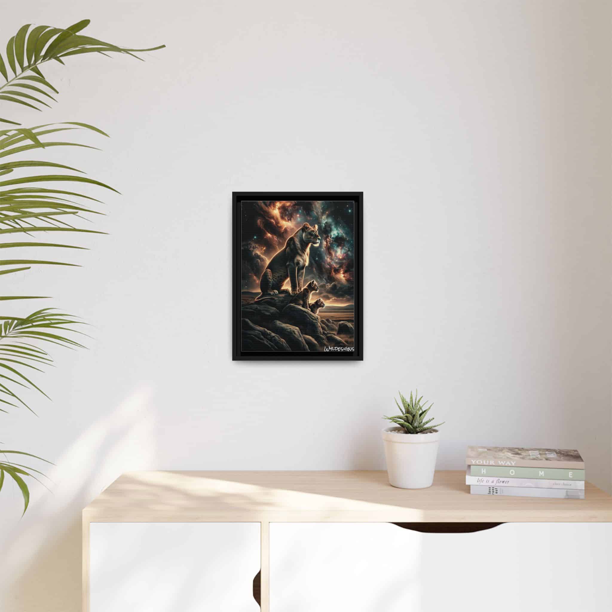 Lioness & Cubs WD-D010 By Wyldesigns Matte Canvas, Black Frame - Image 3