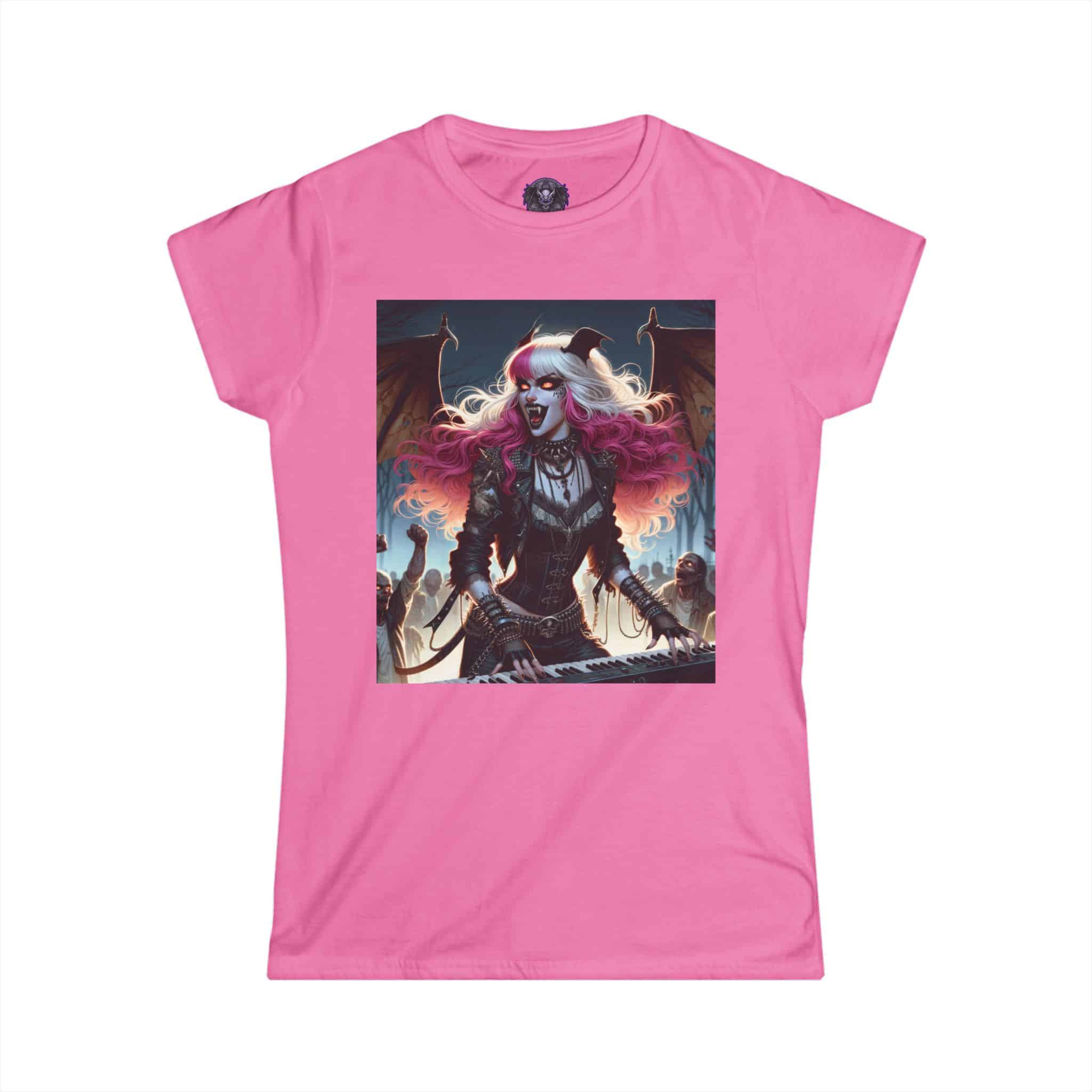 Monster Mosh Undead Angels Bat Keyboardist MM-D-UA-L01 Women's Softstyle Tee