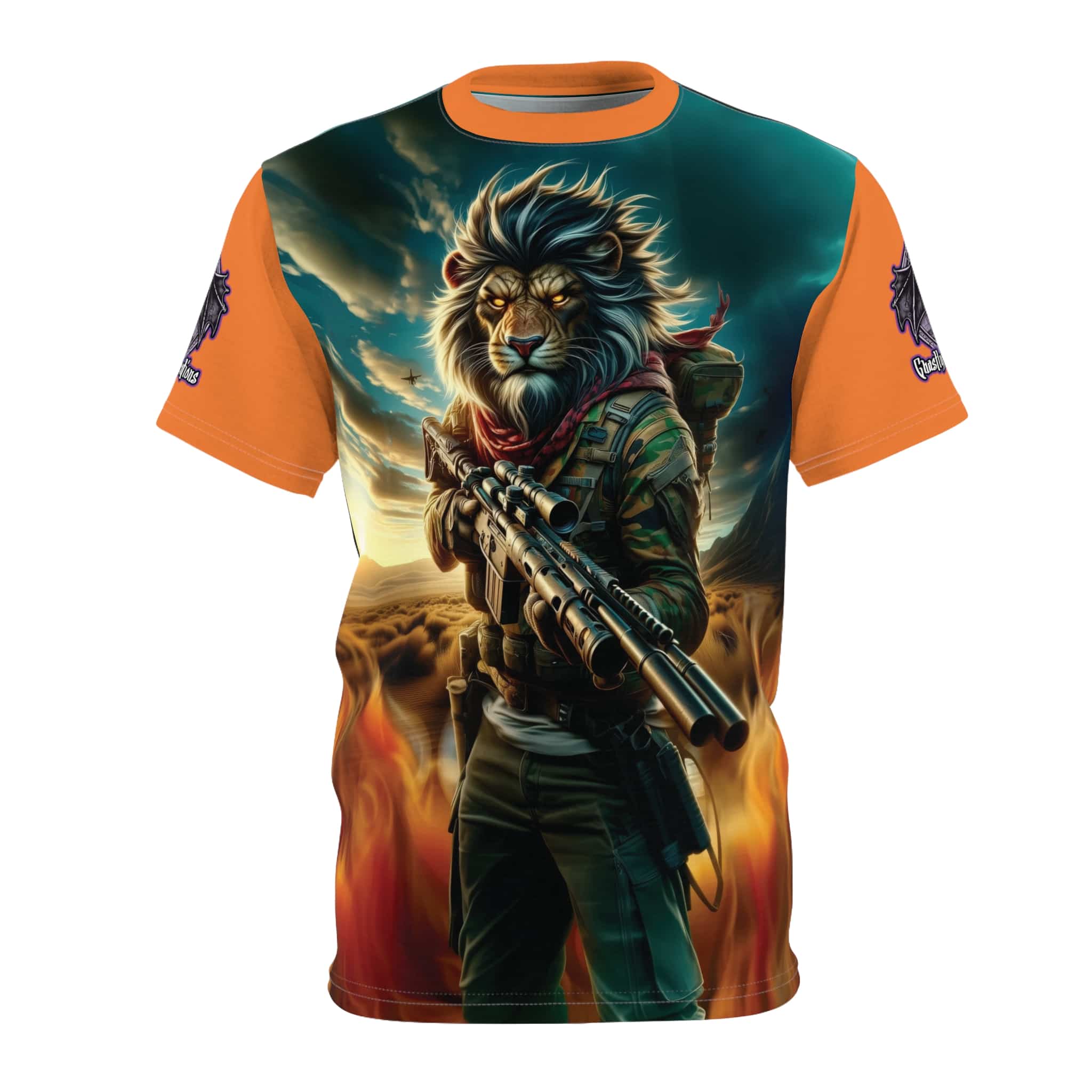 Arm The Animals: Hunter Lion #AA-D-Li001 Unisex Cut & Sew Tee (AOP) - Image 5