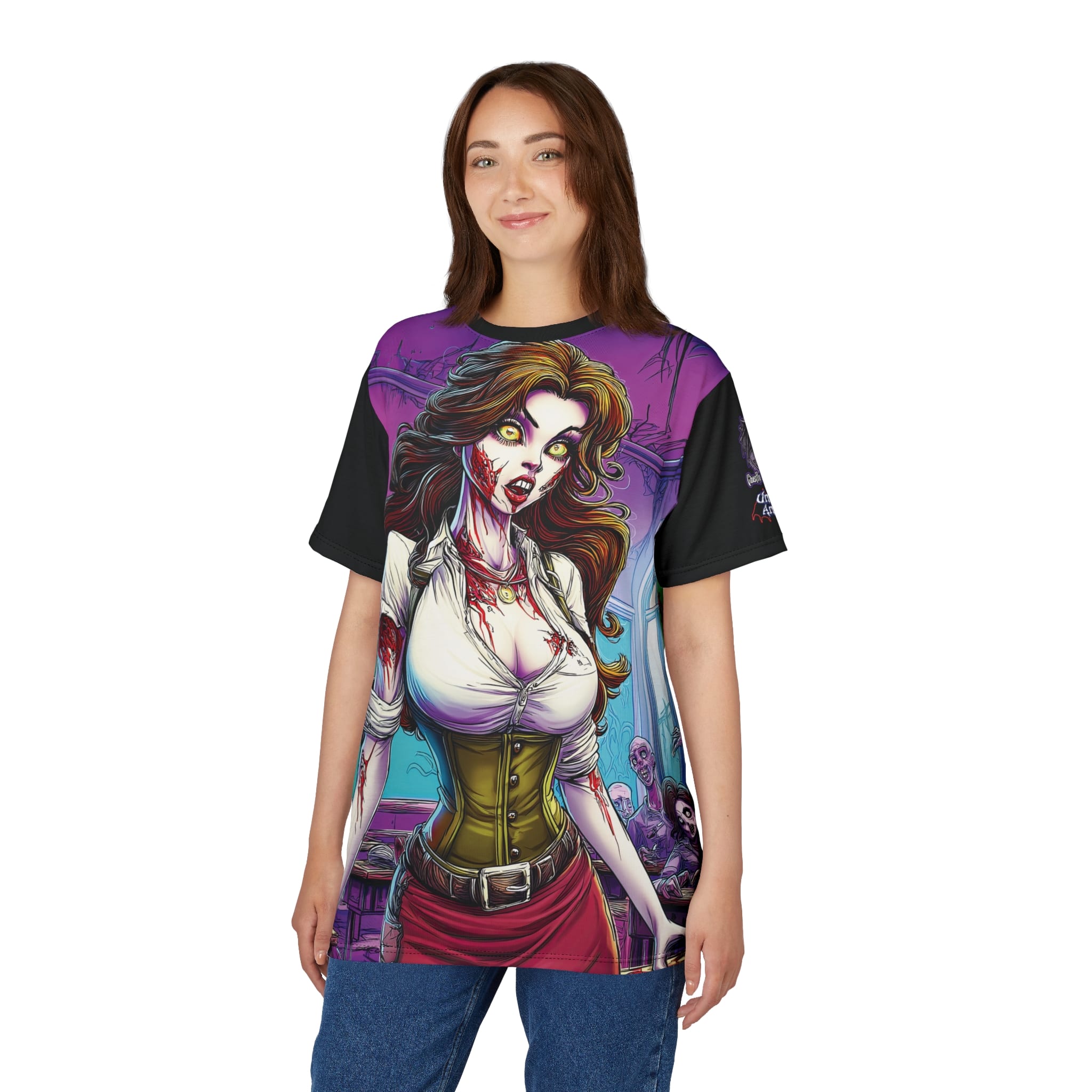 Undead Angels Teacher Charlotte Classic Reborn Style Unisex Cut & Sew Tee (AOP) - Image 11