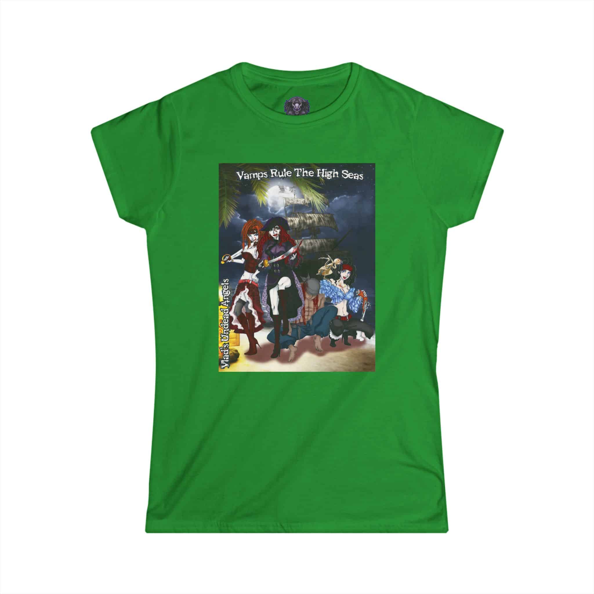 Undead Angel Vampire Pirate Trio - Classic Art w/Text Re-Issue Women's Softstyle Tee - Image 17