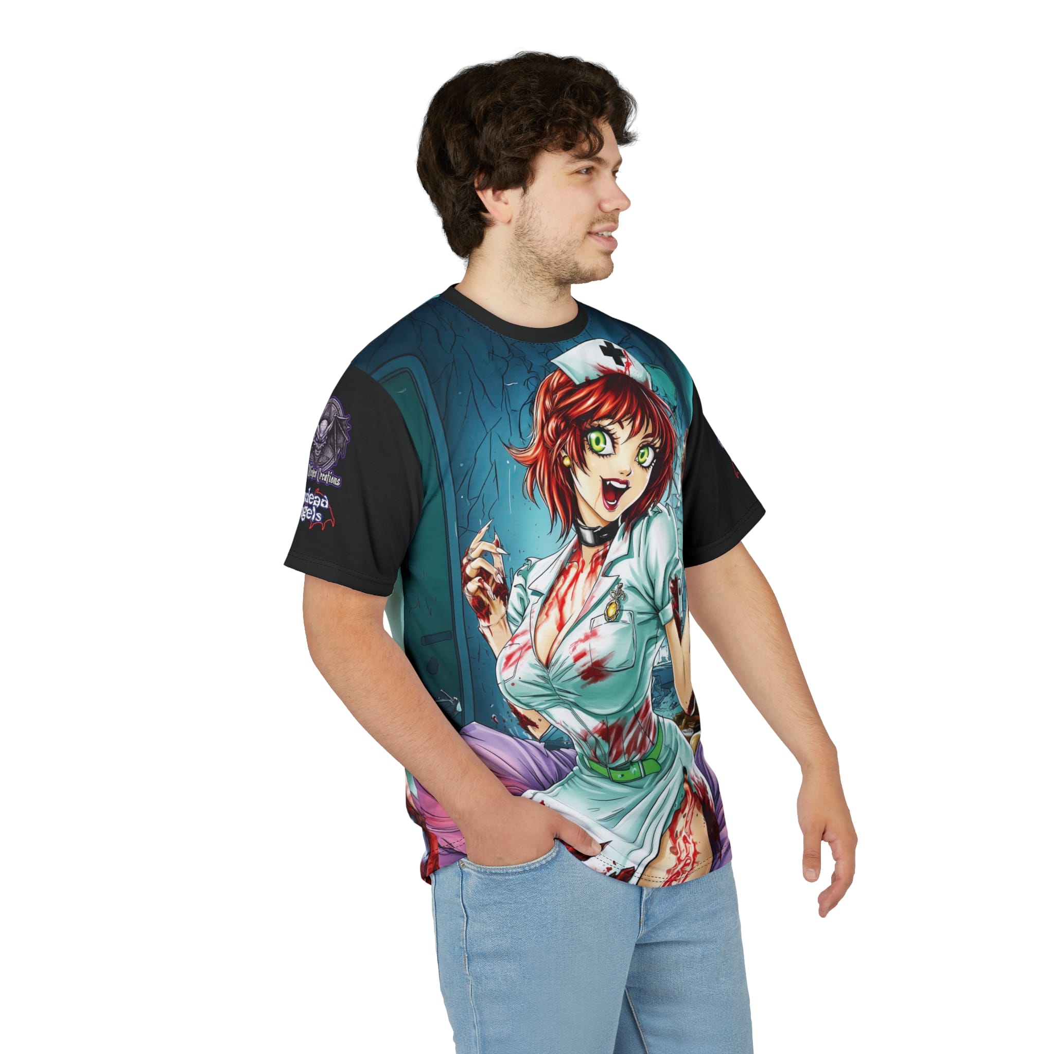 Undead Angels Zombie Nurse Abigail Classic Reborn Style II-DS Unisex Cut & Sew Tee (AOP) - Image 16