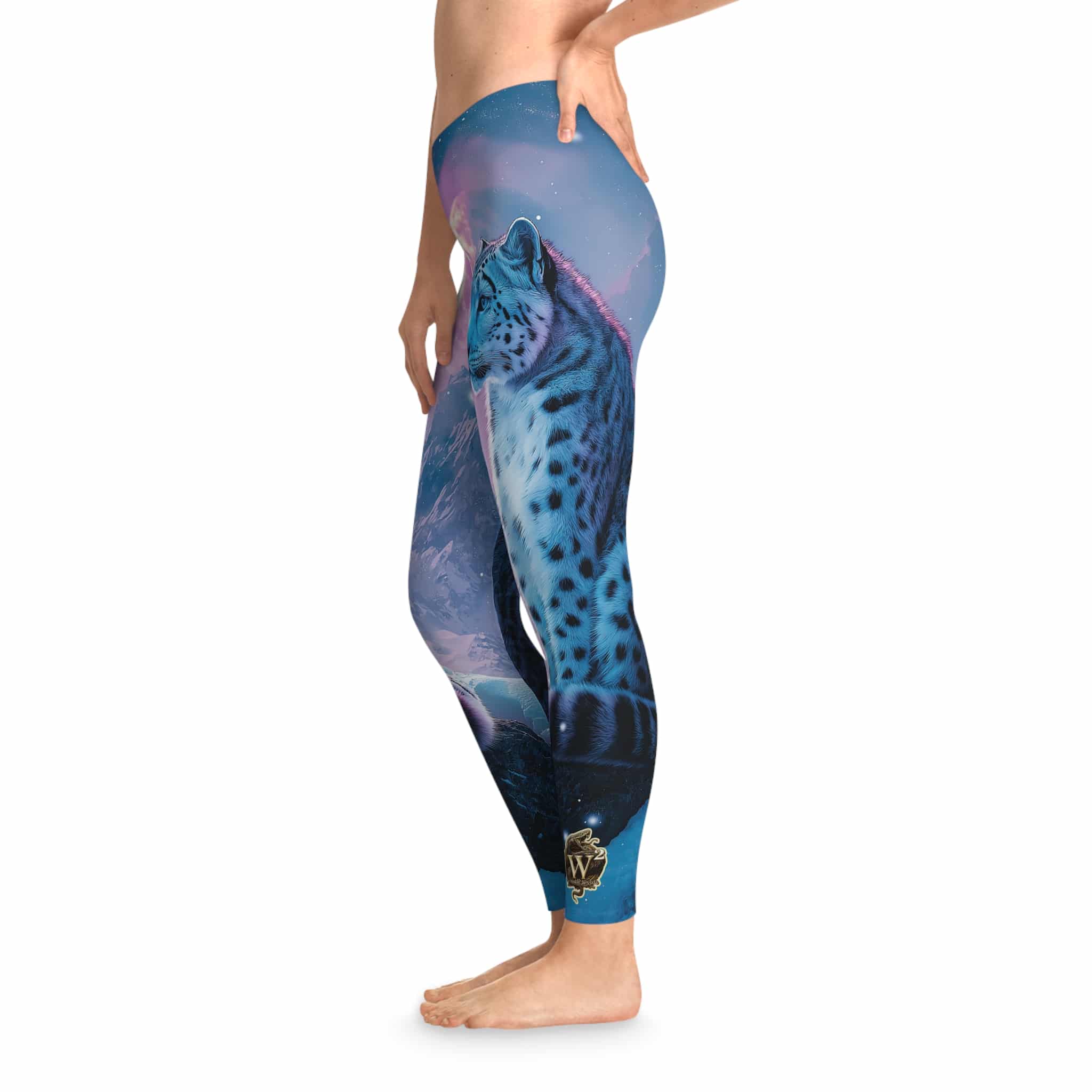 Snow Leopard II By Wyldesigns Stretchy Leggings, Comfortable Fitness Wear
