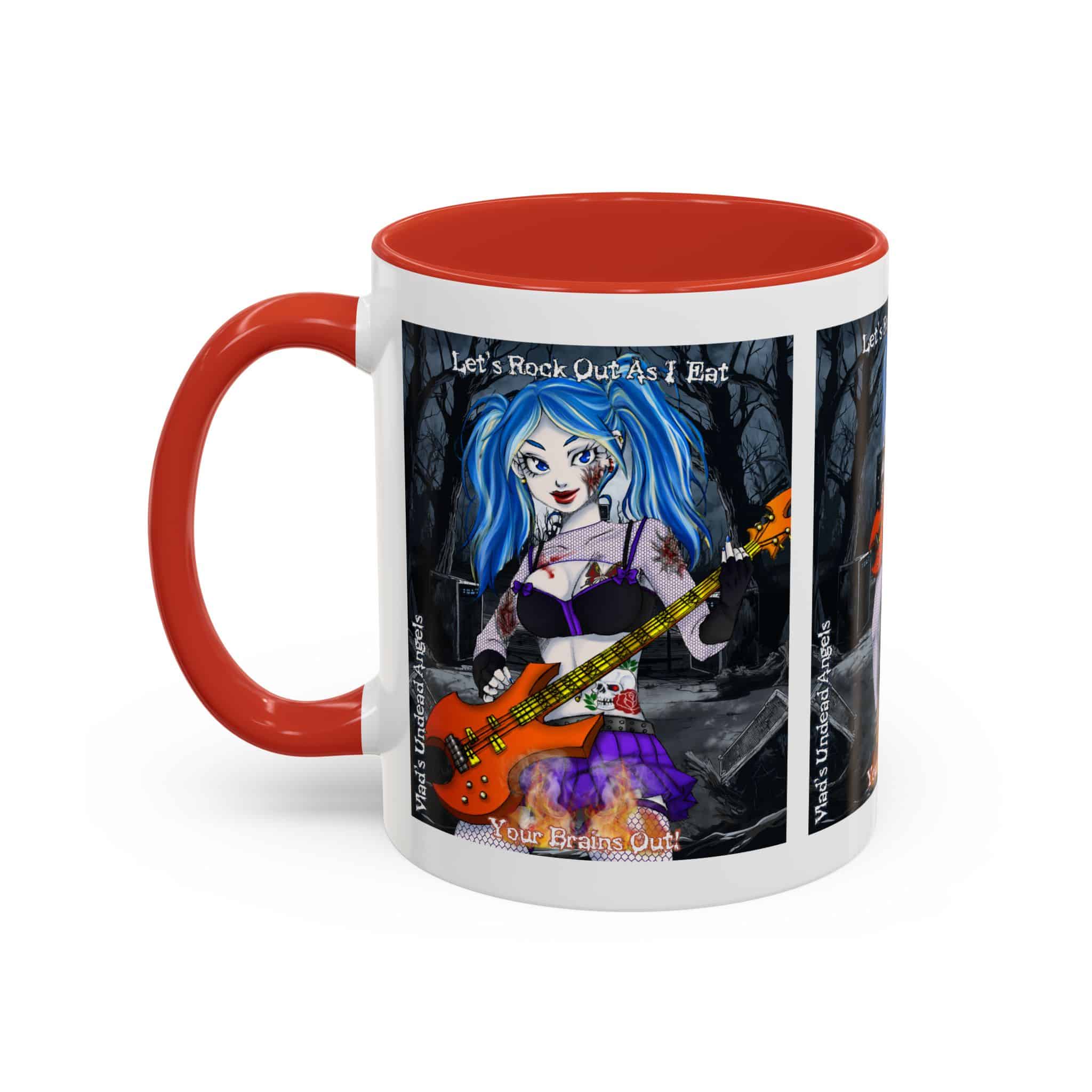 Ashley Undead Angel Zombie Bass Guitarist – Classic Art V2 w/Text Accent Coffee Mug (11, 15oz) - Image 7