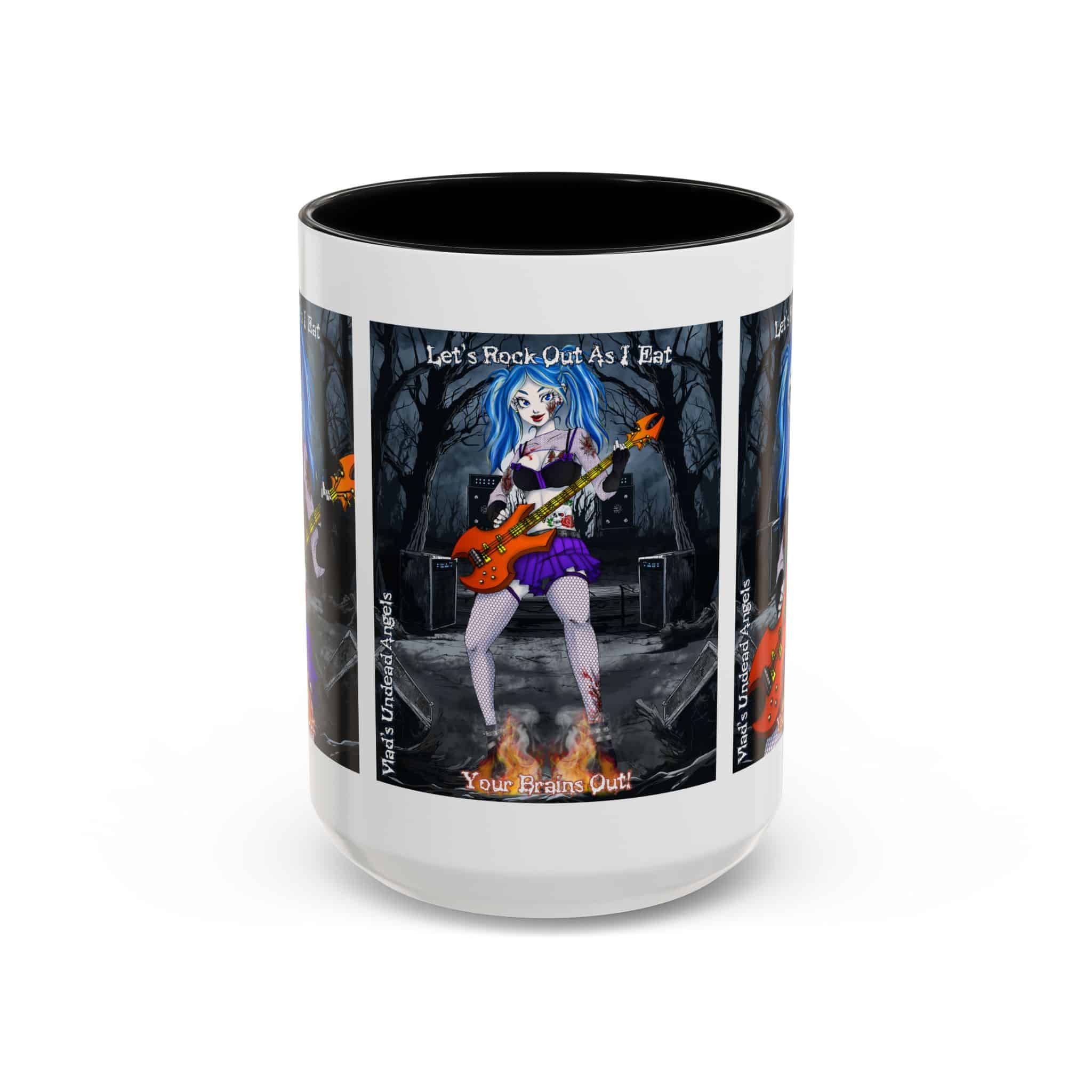 Ashley Undead Angel Zombie Bass Guitarist – Classic Art V2 w/Text Accent Coffee Mug (11, 15oz) - Image 21