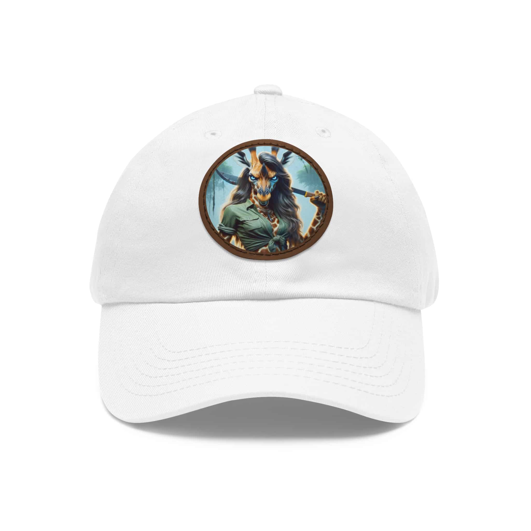 Arm The Animals: Hunter Giraffe Girl #AA-D-Gi001 Artistic Round Leather Patch Dad Hat - Stylish Casual Cap - Image 16