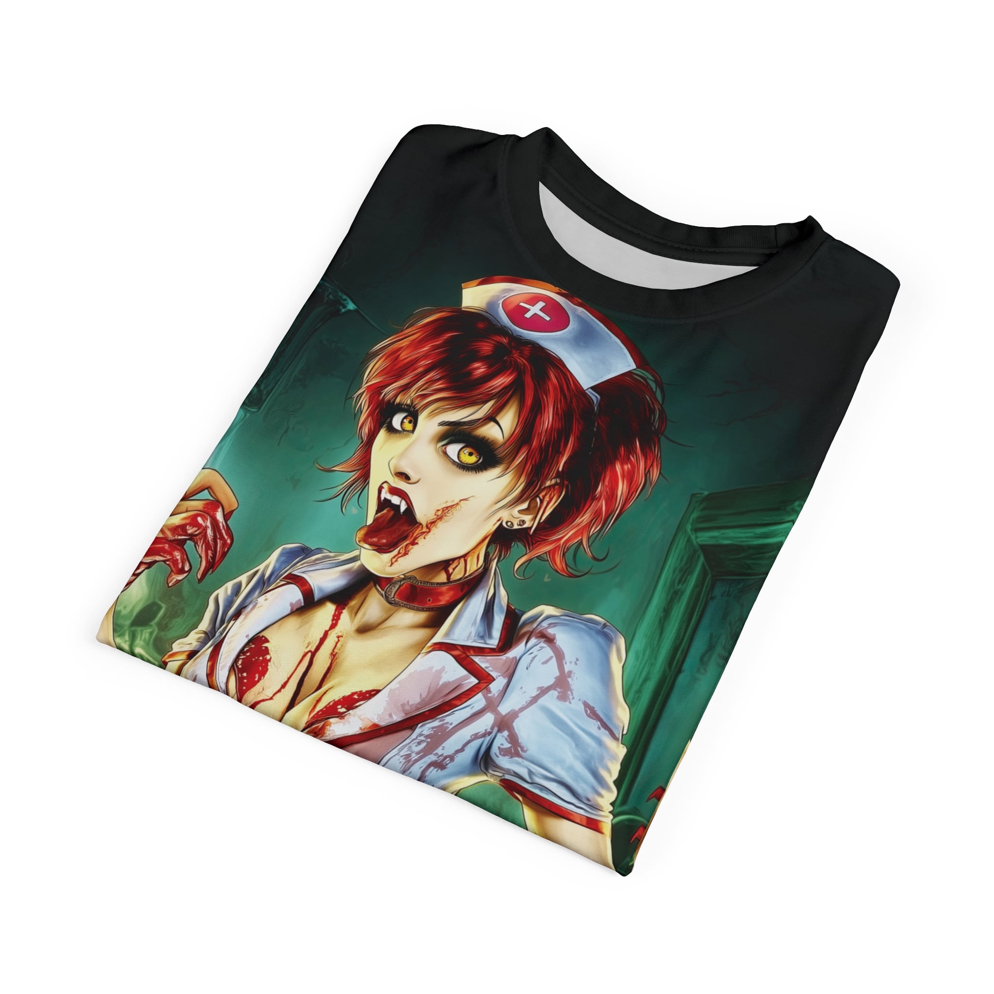 Undead Angels Zombie Nurse Abigail Reborn Style II-BZ Unisex Cut & Sew Tee (AOP) - Image 20