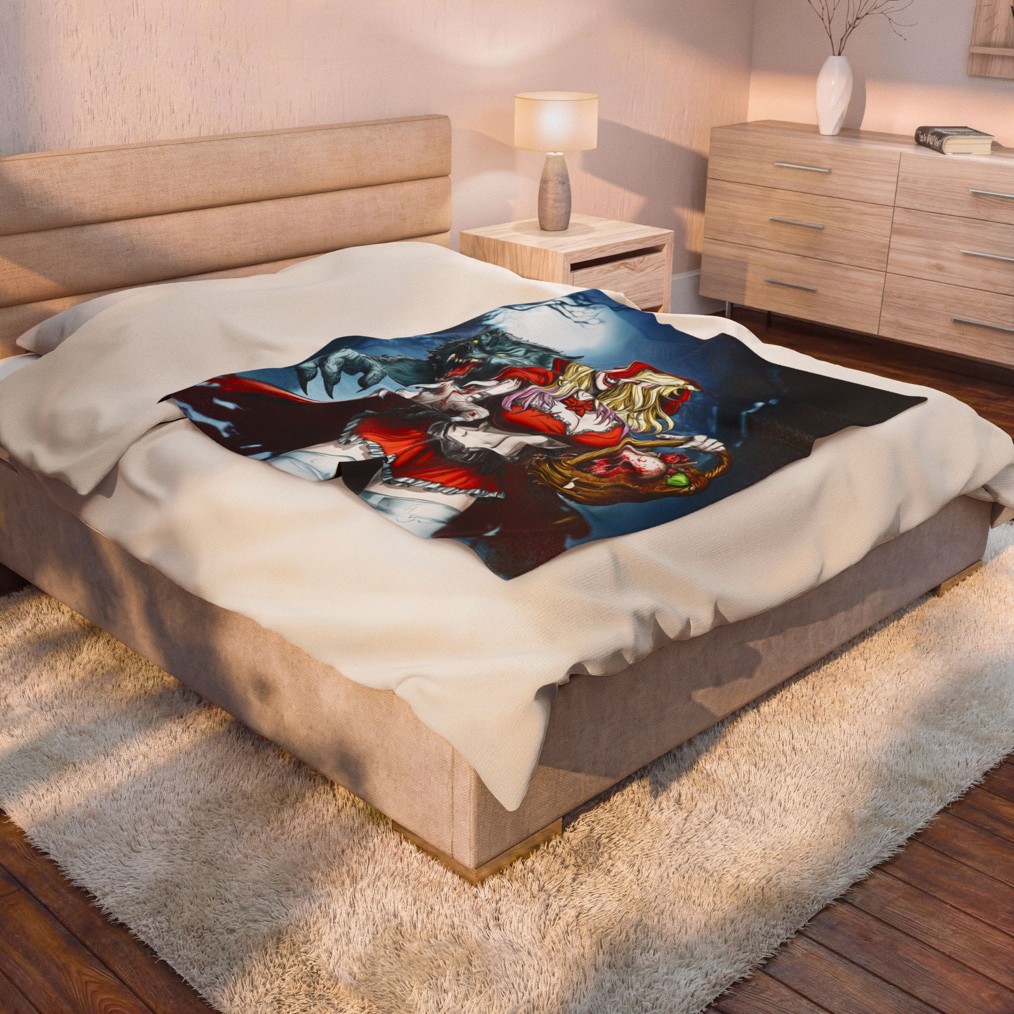 Vampire Red Riding Hood By Ghastly Wicked Tales 2025-01 Plush Blanket, Cozy Throw for Fall Decor, Fairy Tales - Image 4
