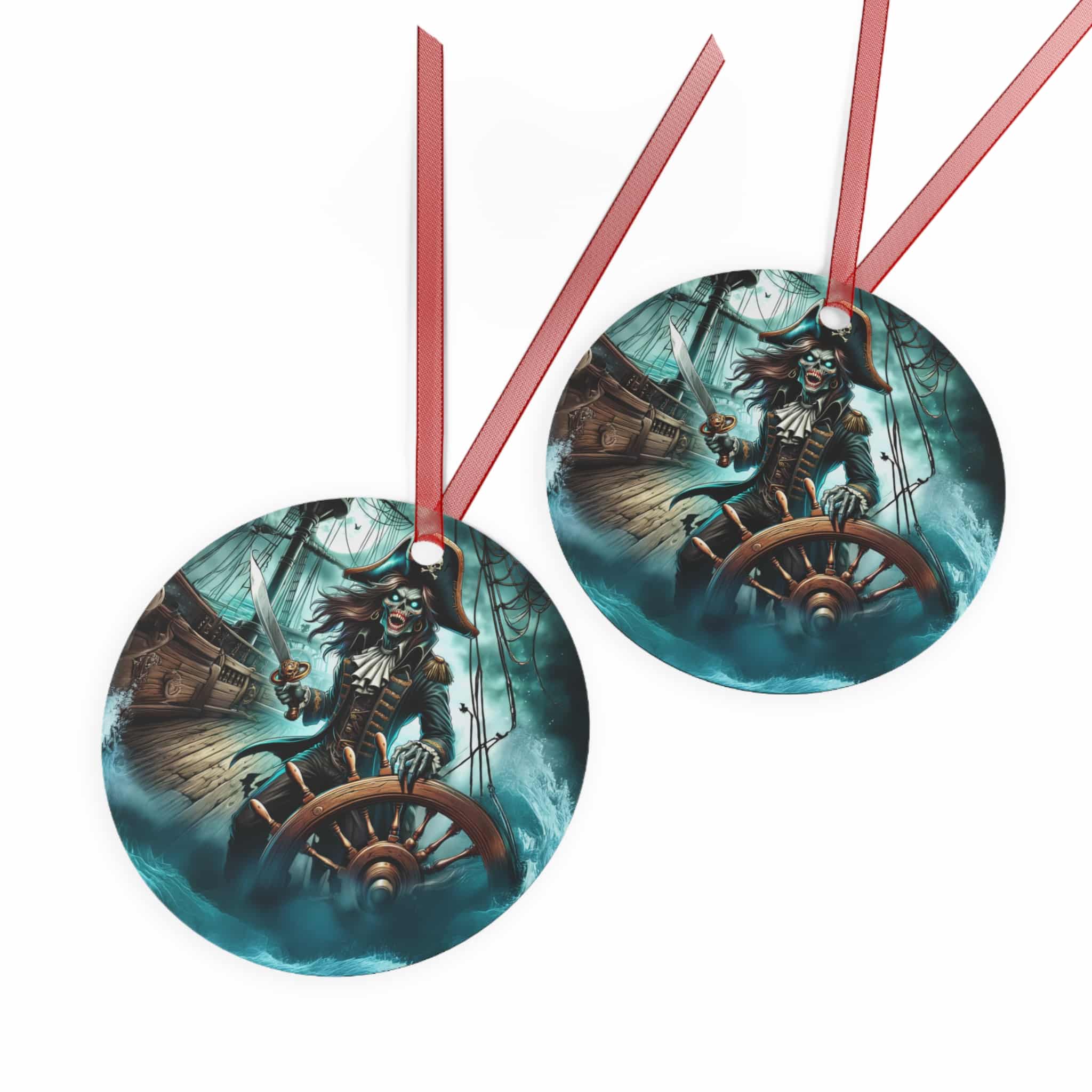 Skeletal Pirate Captain #ML-D-UP005 Metal Ornaments - Image 3