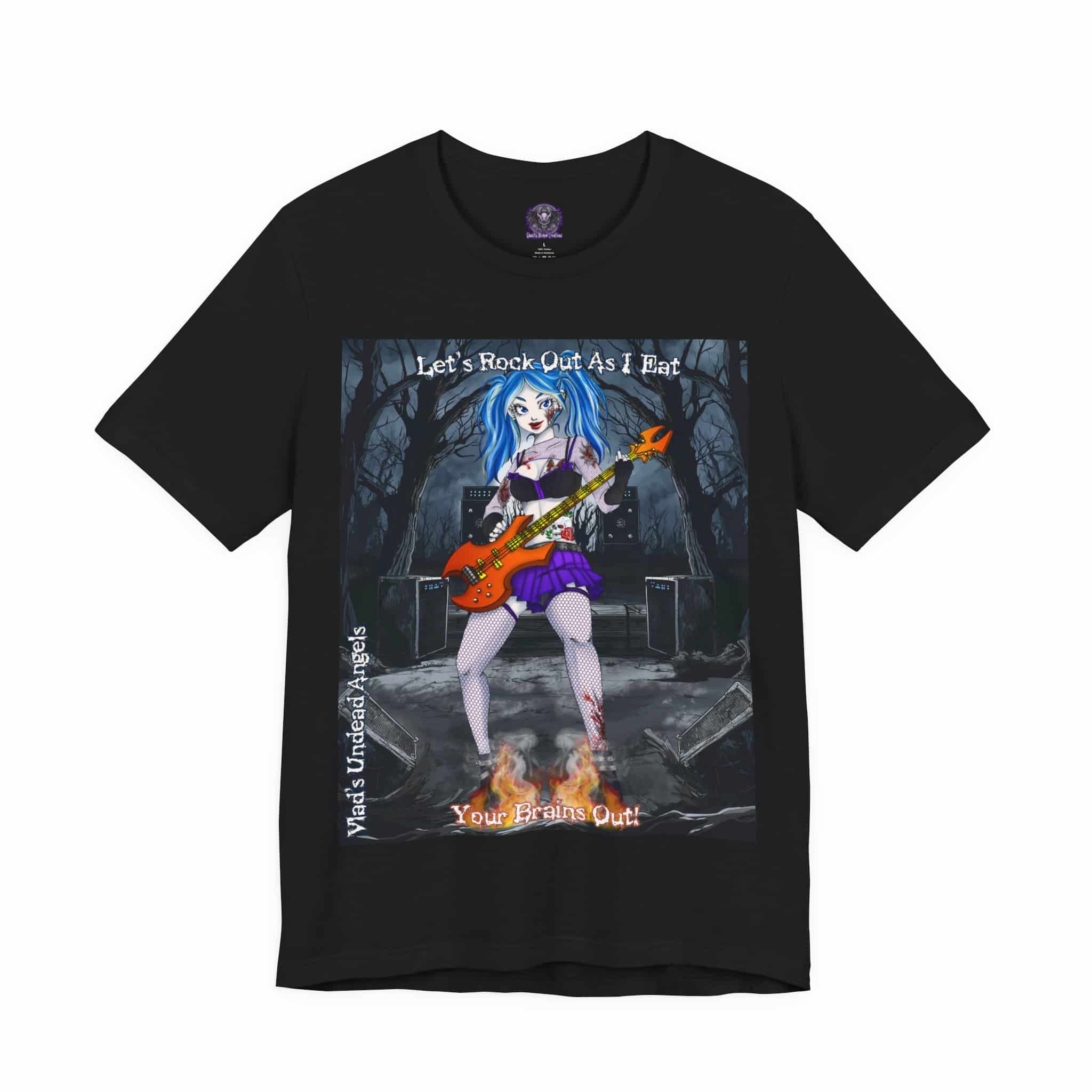 Ashley Undead Angel Bass Guitarist F1 - Classic Art w/Text Re-Issue Unisex Jersey Short Sleeve Tee - Image 7