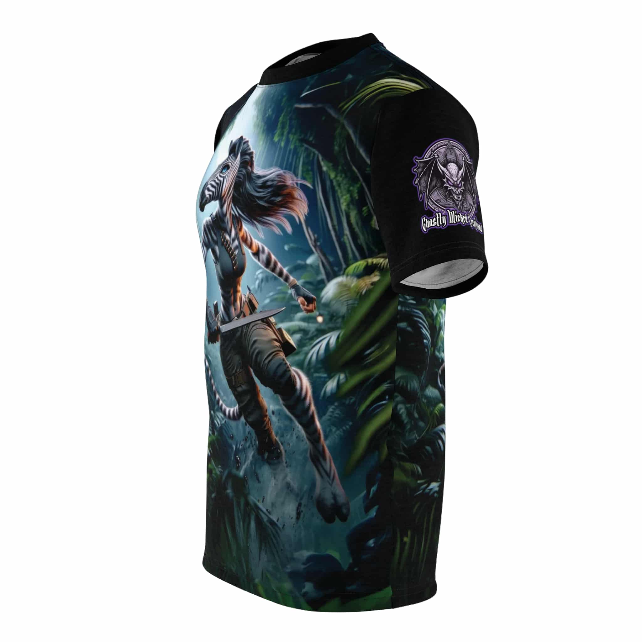 Arm The Animals: Zebra Girl #AA-D-Z001 Unisex Cut & Sew Tee (AOP) - Image 3