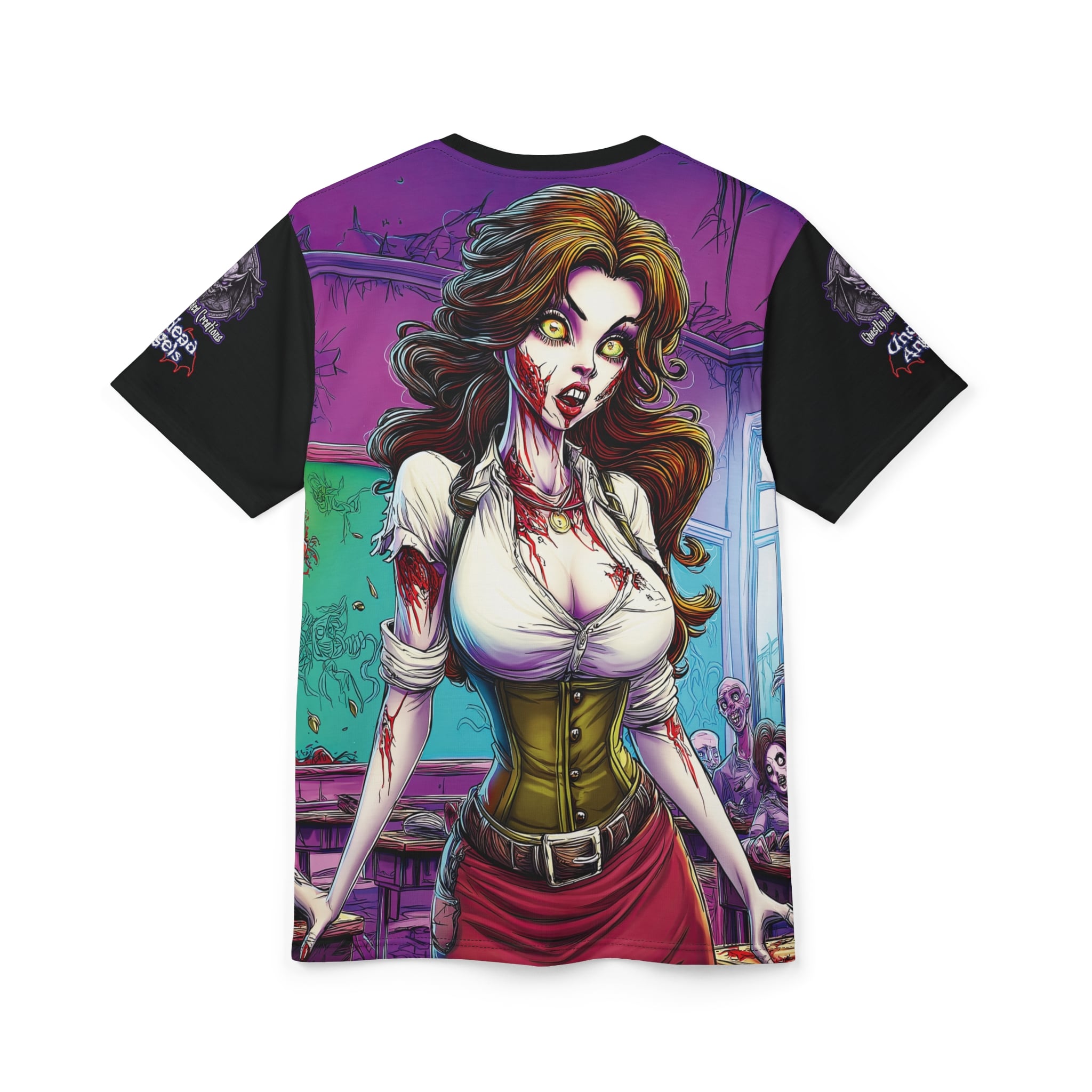 Undead Angels Teacher Charlotte Classic Reborn Style Unisex Cut & Sew Tee (AOP) - Image 8