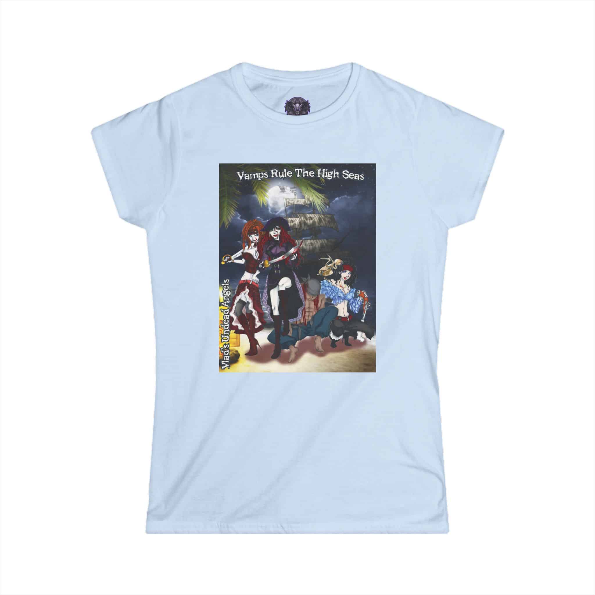 Undead Angel Vampire Pirate Trio - Classic Art w/Text Re-Issue Women's Softstyle Tee - Image 21