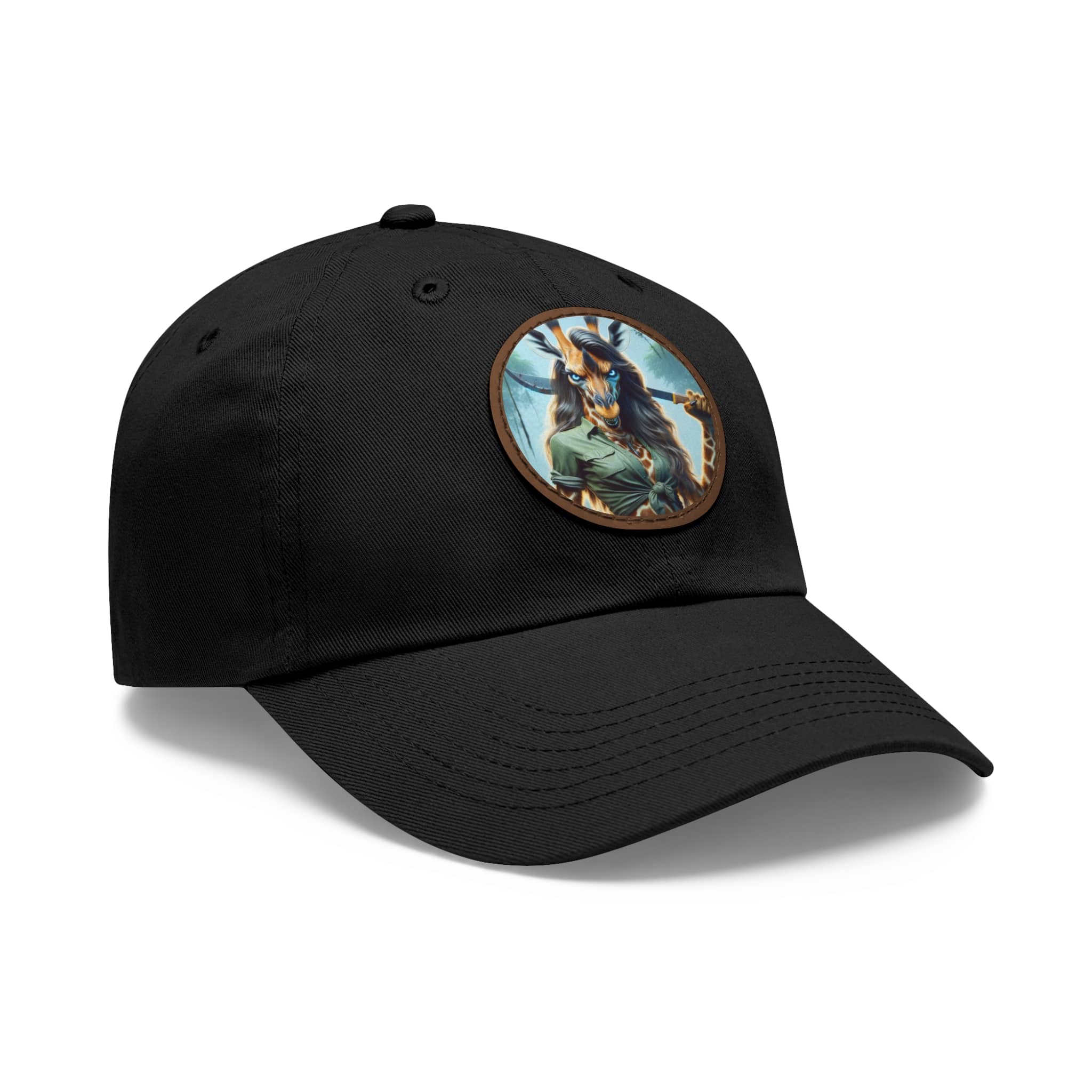 Arm The Animals: Hunter Giraffe Girl #AA-D-Gi001 Artistic Round Leather Patch Dad Hat - Stylish Casual Cap - Image 57