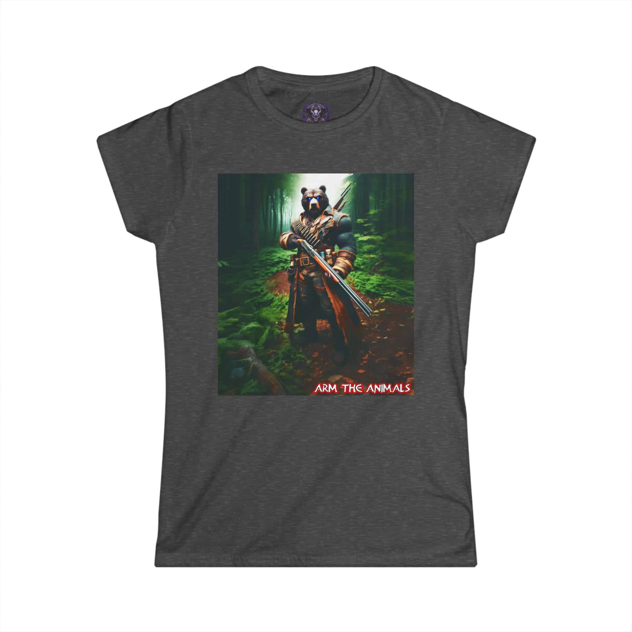 Arm The Animals: Hunter Bear #AA-D-Be001 Women's Softstyle Tee - Image 16