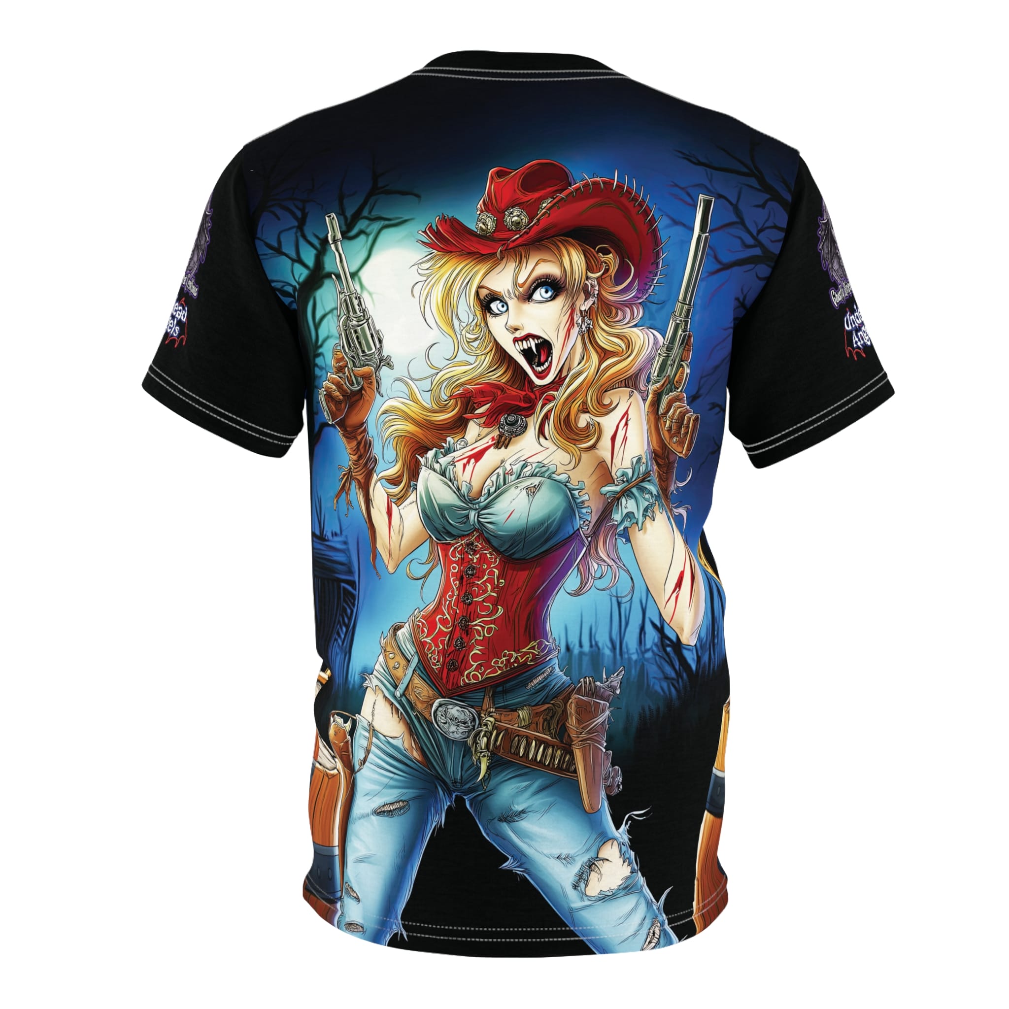 Undead Angels Zombie Cowgirl Cassidy Classic Reborn Style IV Unisex Cut & Sew Tee (AOP) - Image 23