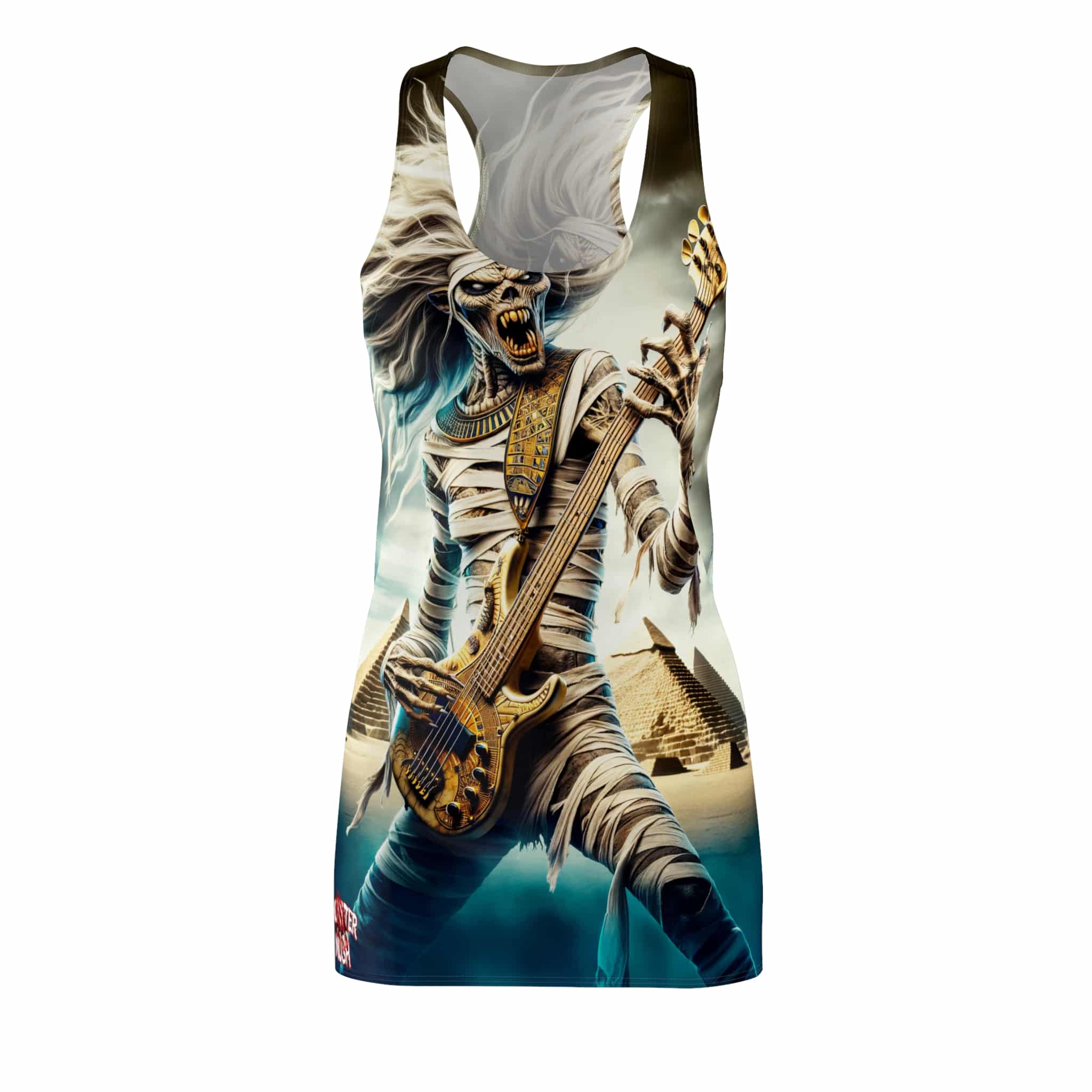 Monster Mosh 2024 Tour Mummy Bass Guitar MM-D003 Women's Cut & Sew Racerback Dress (AOP) - Image 2