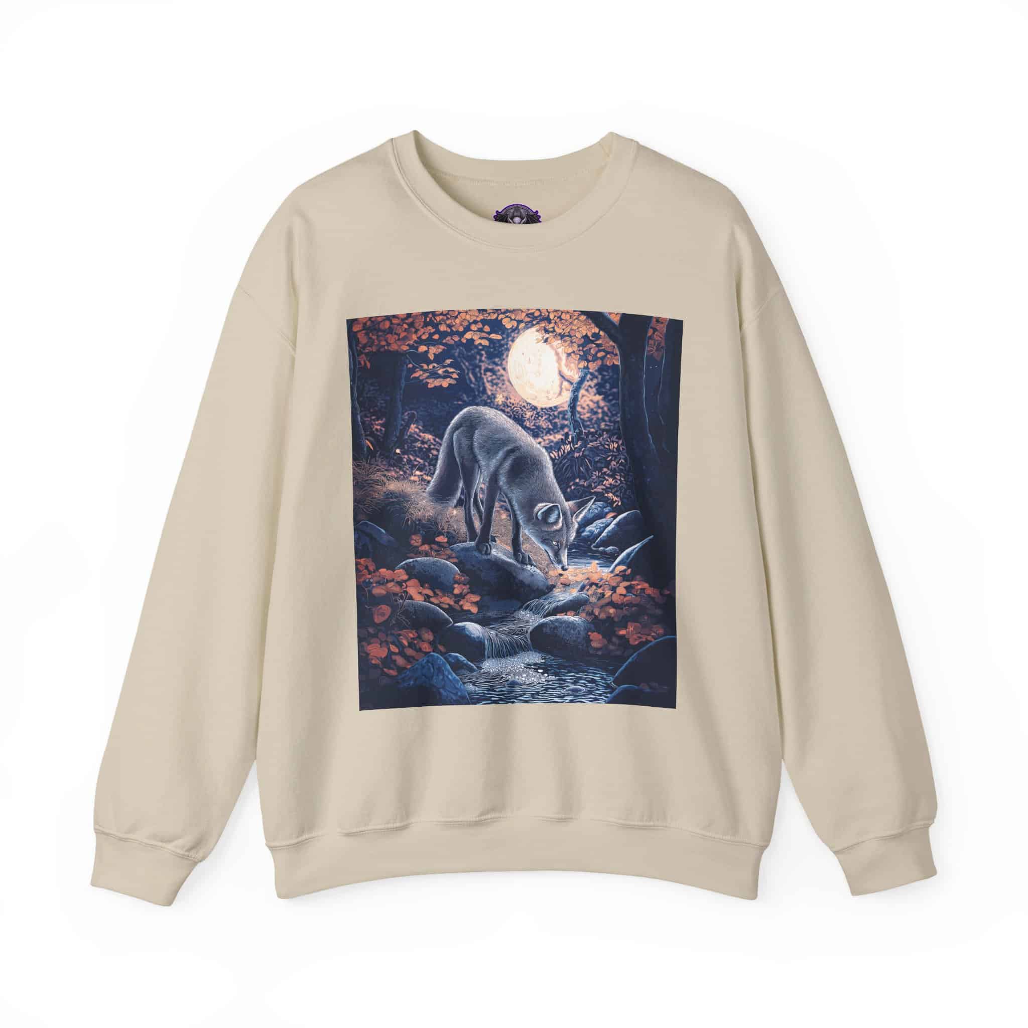 Fox By Stream At Moonlight by Wyldesigns Unisex Heavy Blend™ Crewneck Sweatshirt - Image 9