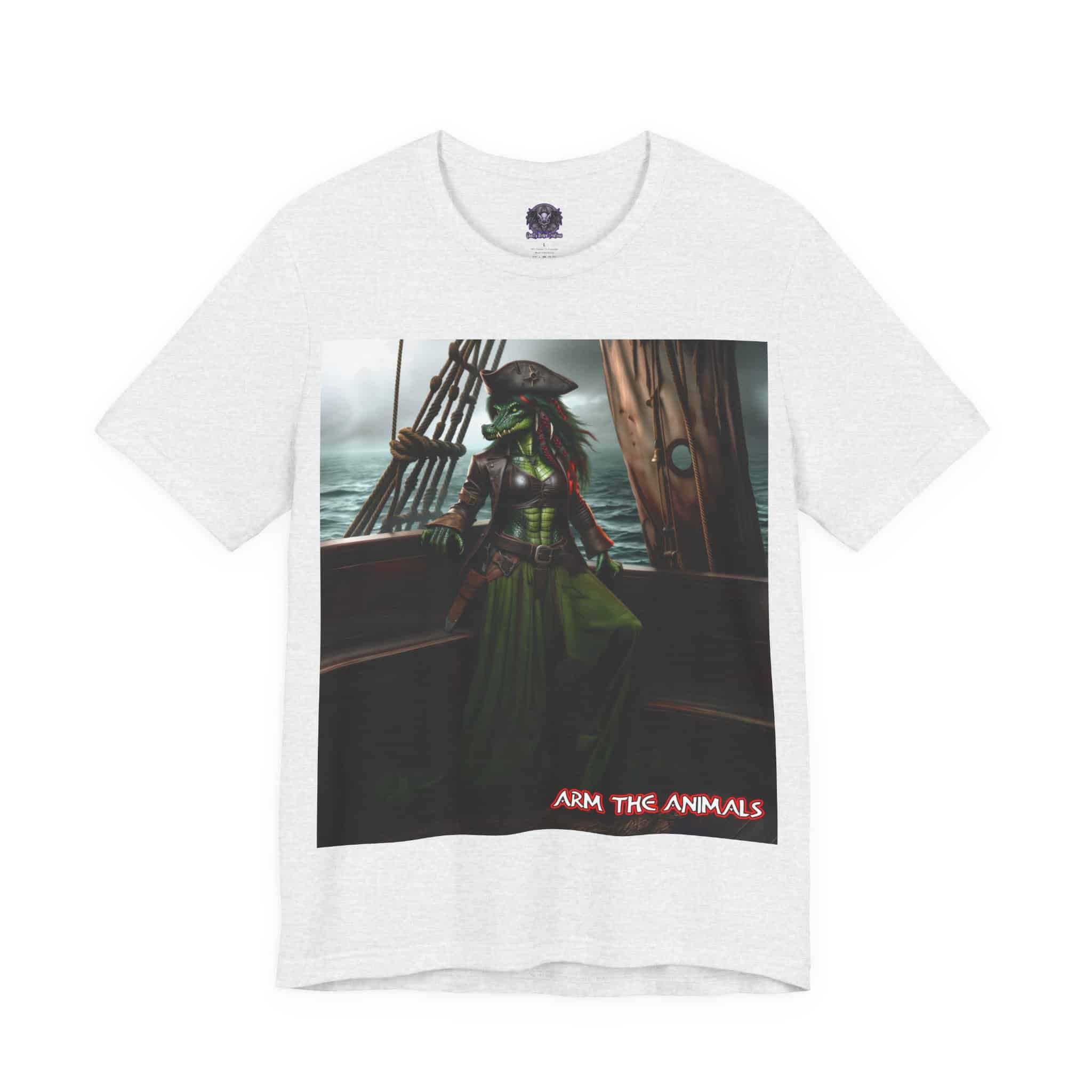 Arm The Animals: Pirate Gator Girl #AA-D-G001 Unisex Jersey Short Sleeve Tee - Image 38