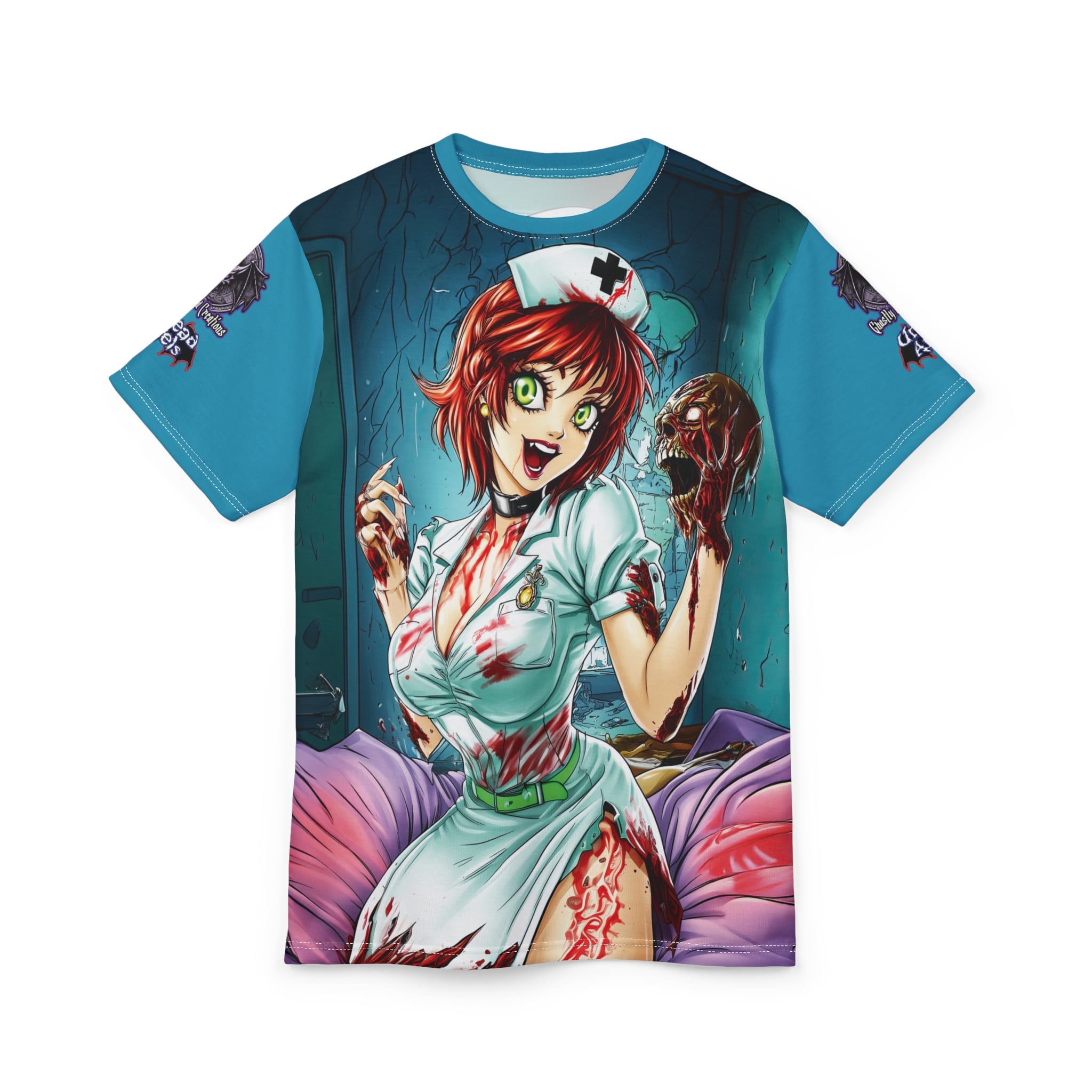 Undead Angels Zombie Nurse Abigail Classic Reborn Style II-DS Unisex Cut & Sew Tee (AOP) - Image 22