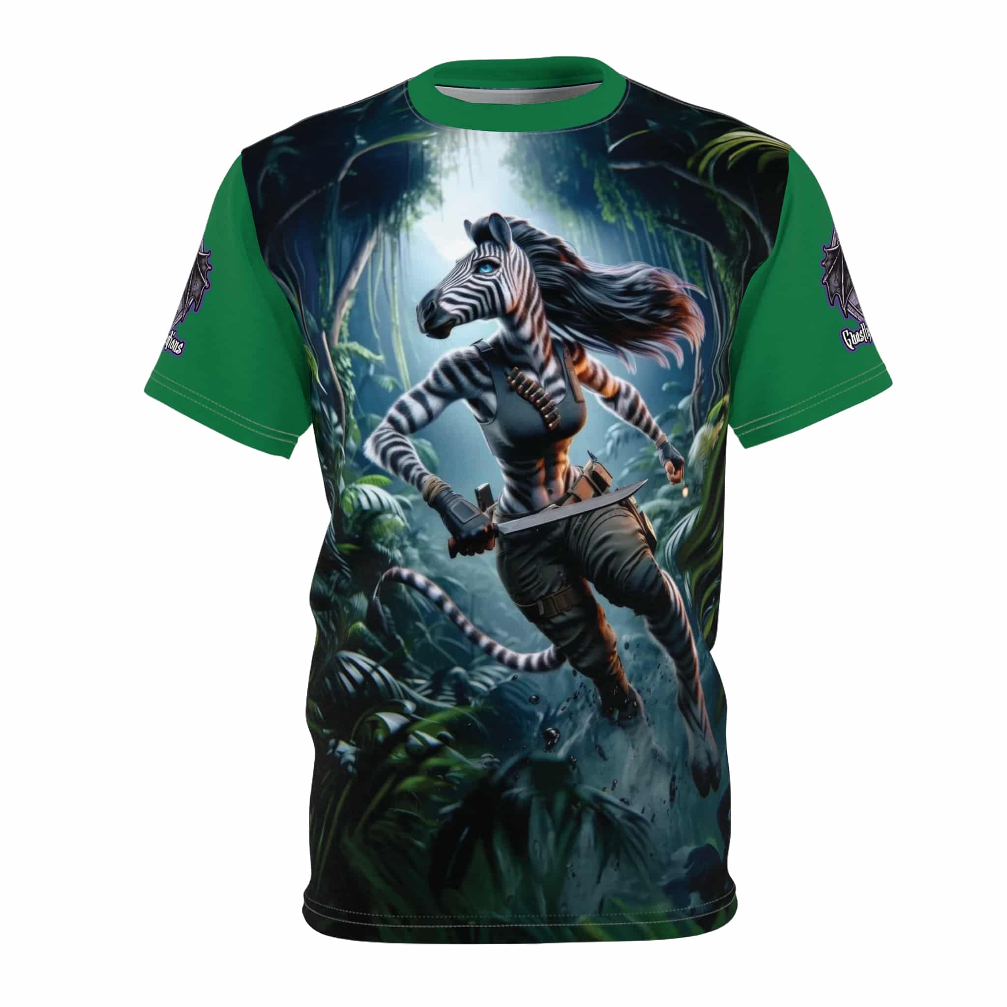 Arm The Animals: Zebra Girl #AA-D-Z001 Unisex Cut & Sew Tee (AOP) - Image 5