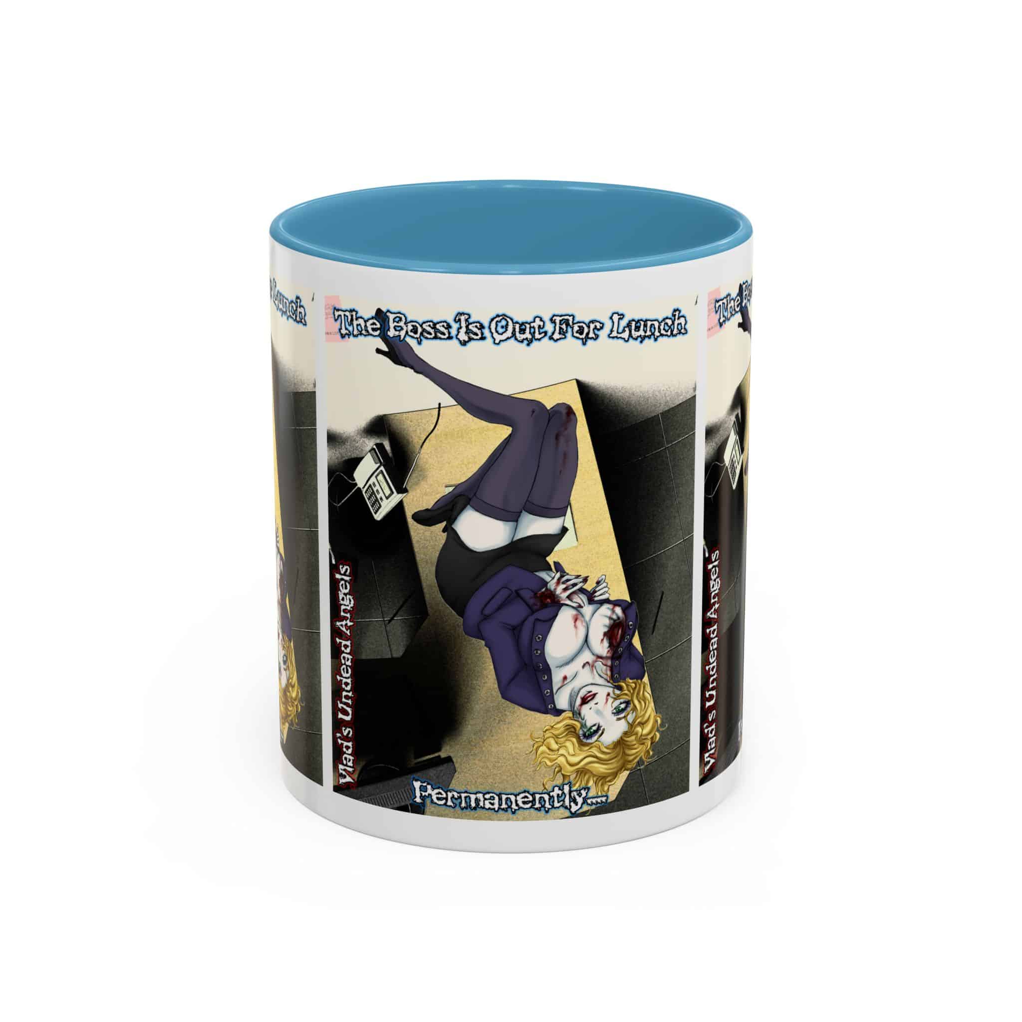 Jennifer Undead Angel Zombie Secretary – Classic Art w/Text Accent Coffee Mug (11, 15oz) - Image 2