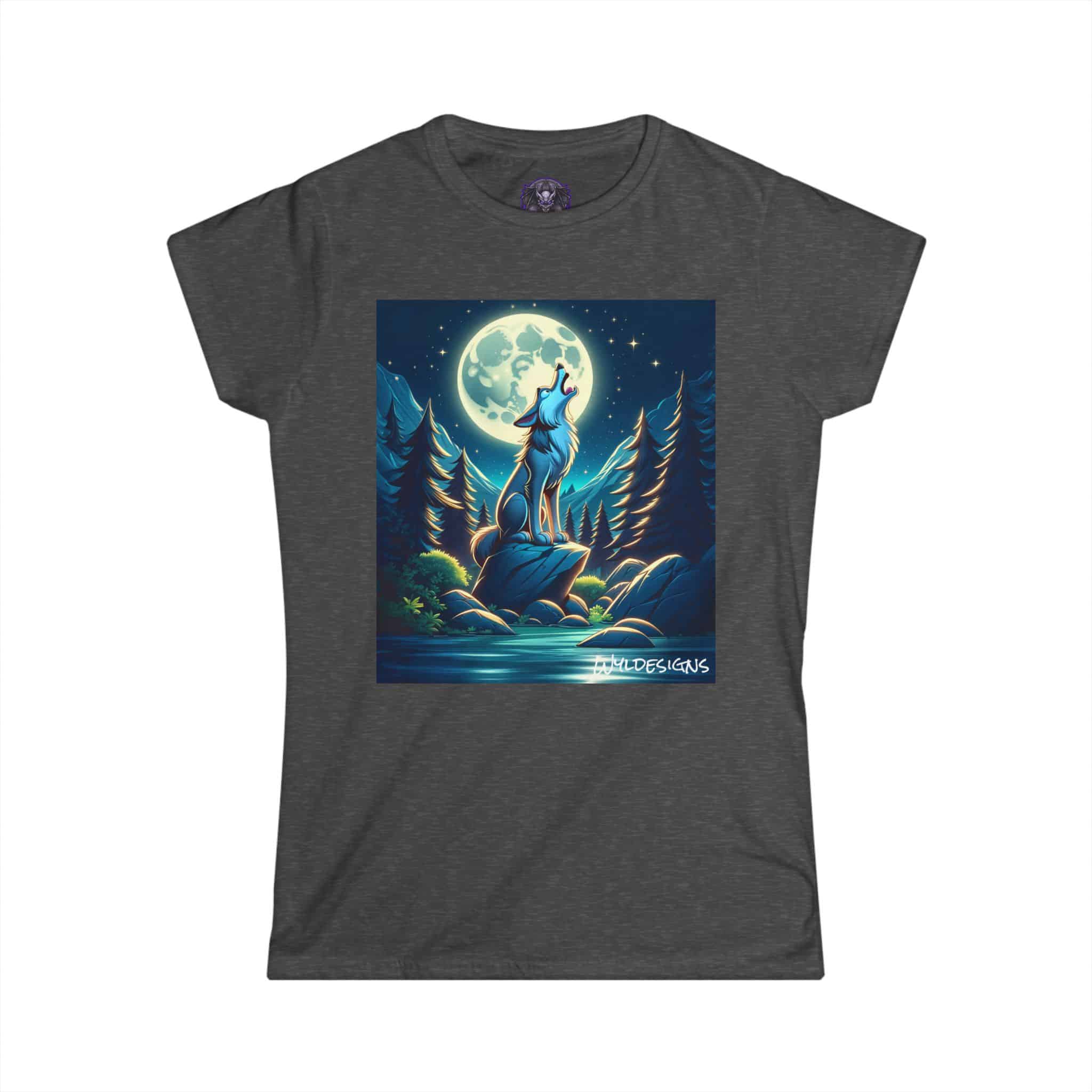 Howling Wolf Toon Style WD-D012 By Wyldesigns Women's Softstyle Tee - Image 25