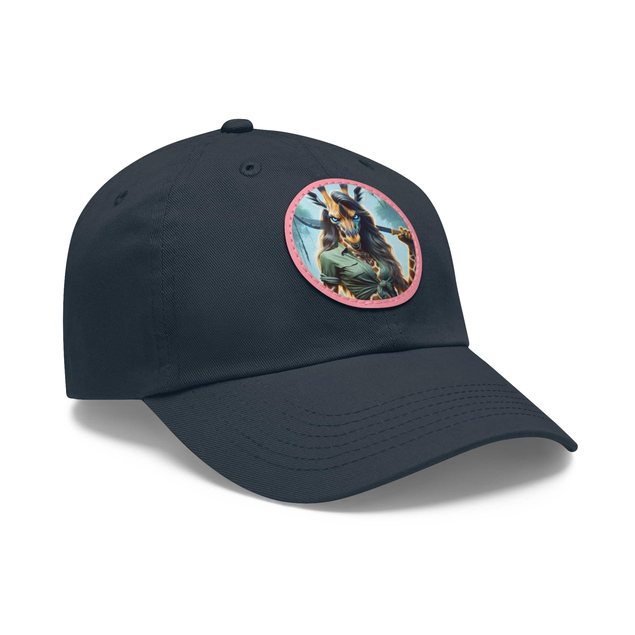 Arm The Animals: Hunter Giraffe Girl #AA-D-Gi001 Artistic Round Leather Patch Dad Hat - Stylish Casual Cap - Image 82