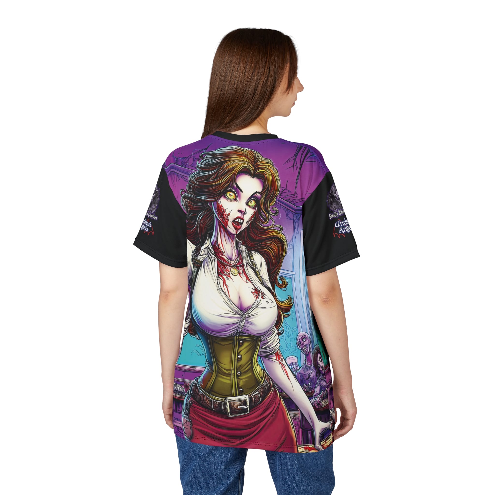 Undead Angels Teacher Charlotte Classic Reborn Style Unisex Cut & Sew Tee (AOP) - Image 14