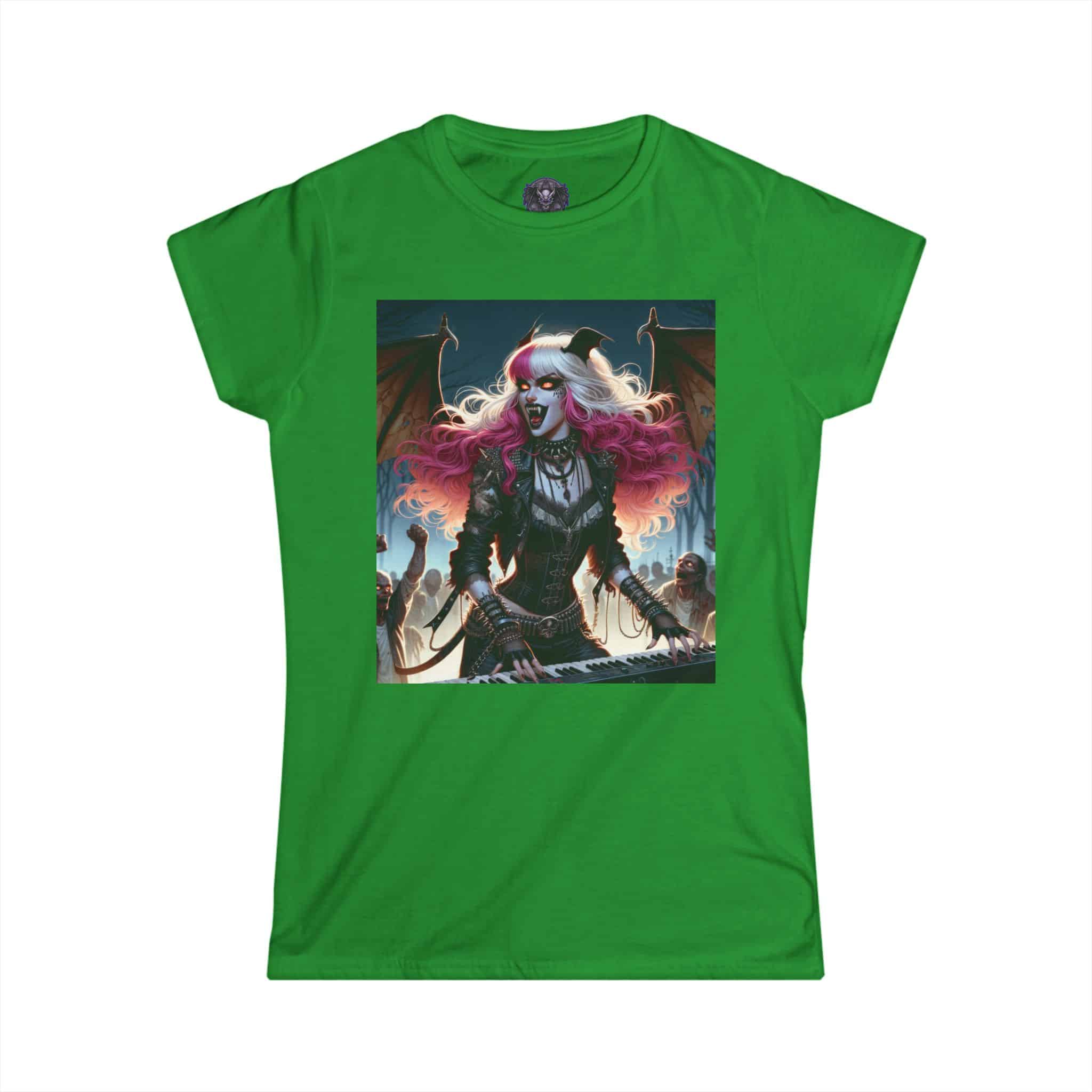 Monster Mosh Undead Angels Bat Keyboardist MM-D-UA-L01 Women's Softstyle Tee - Image 16