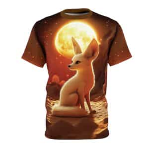 Fennec Fox In Desert Moonlight by Wyldesigns - Wildlife Graphic T-Shirt #WD-M021 Unisex Cut & Sew Tee (AOP)